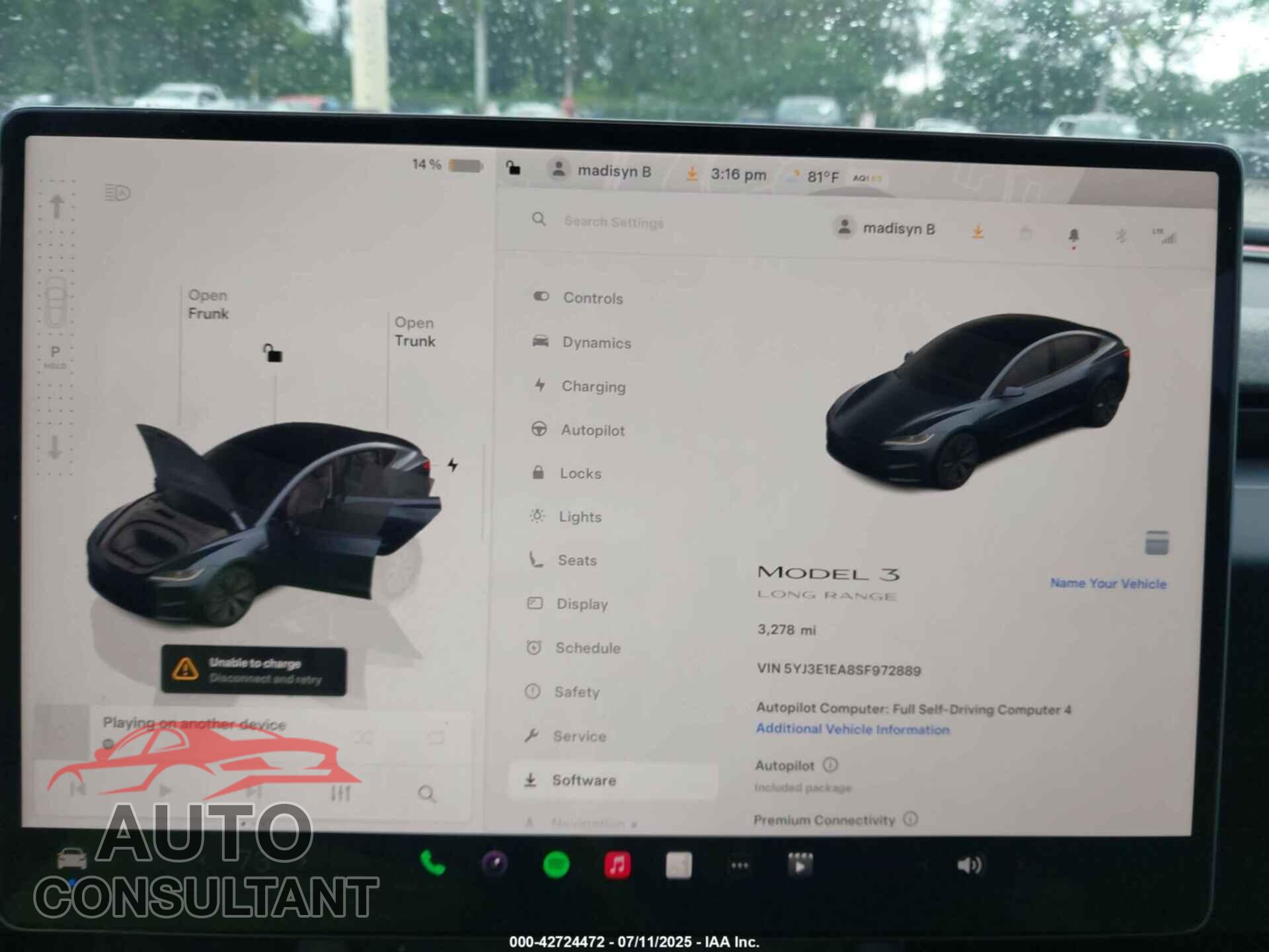 TESLA MODEL 3 2025 - 5YJ3E1EA8SF972889