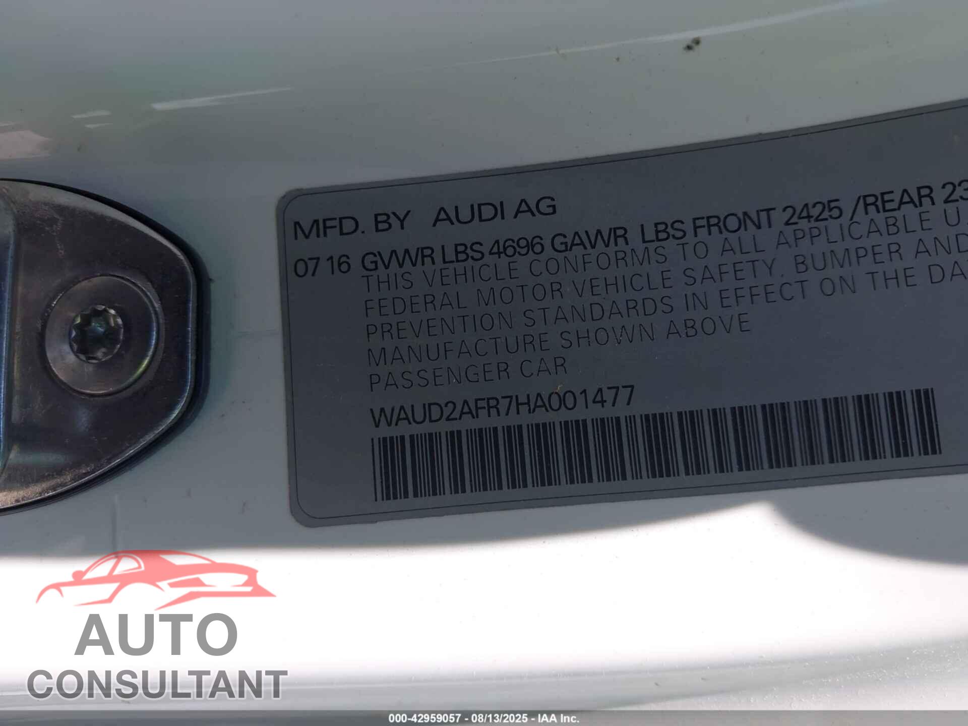 AUDI A5 2017 - WAUD2AFR7HA001477