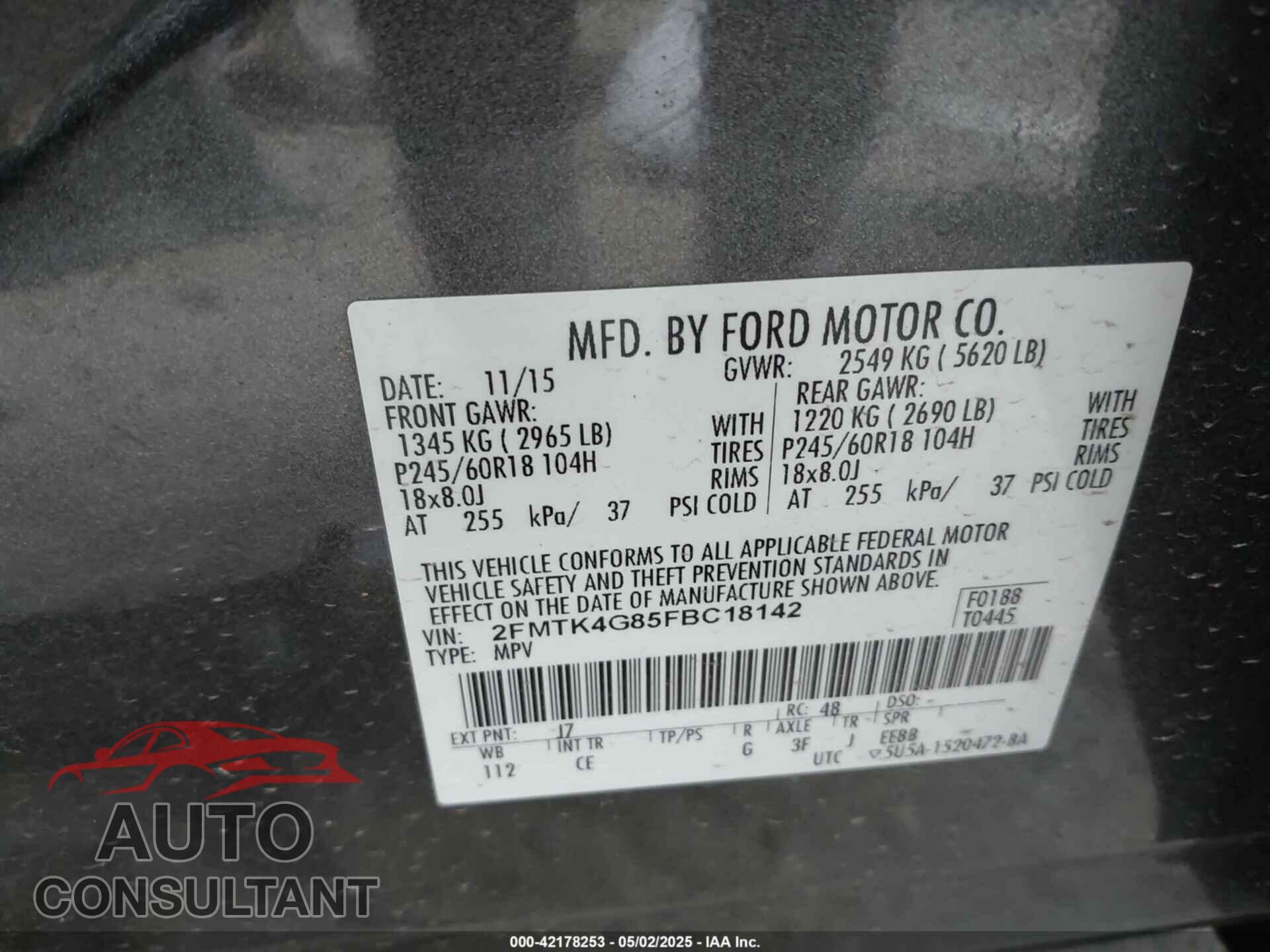 FORD EDGE 2015 - 2FMTK4G85FBC18142