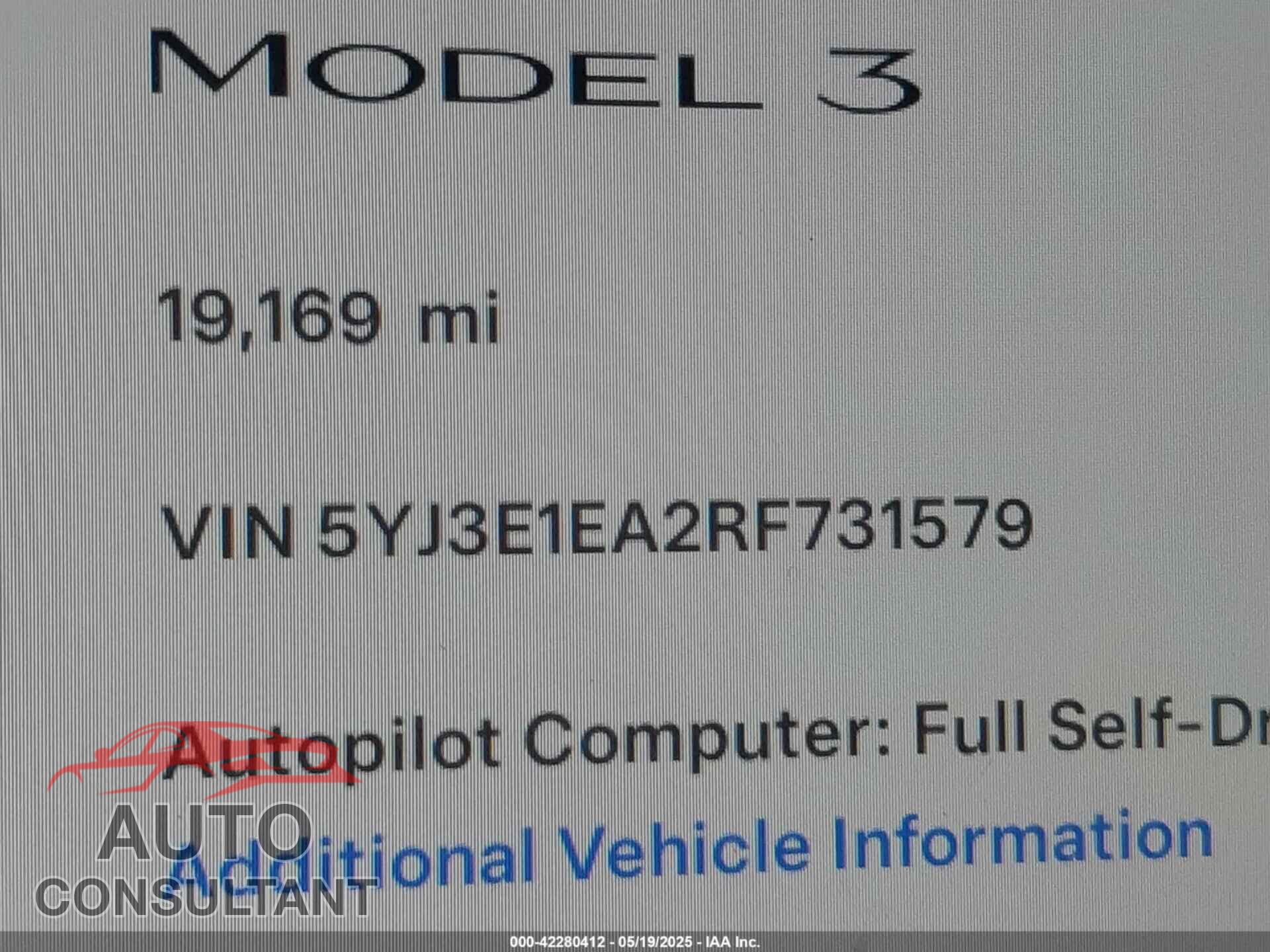 TESLA MODEL 3 2024 - 5YJ3E1EA2RF731579
