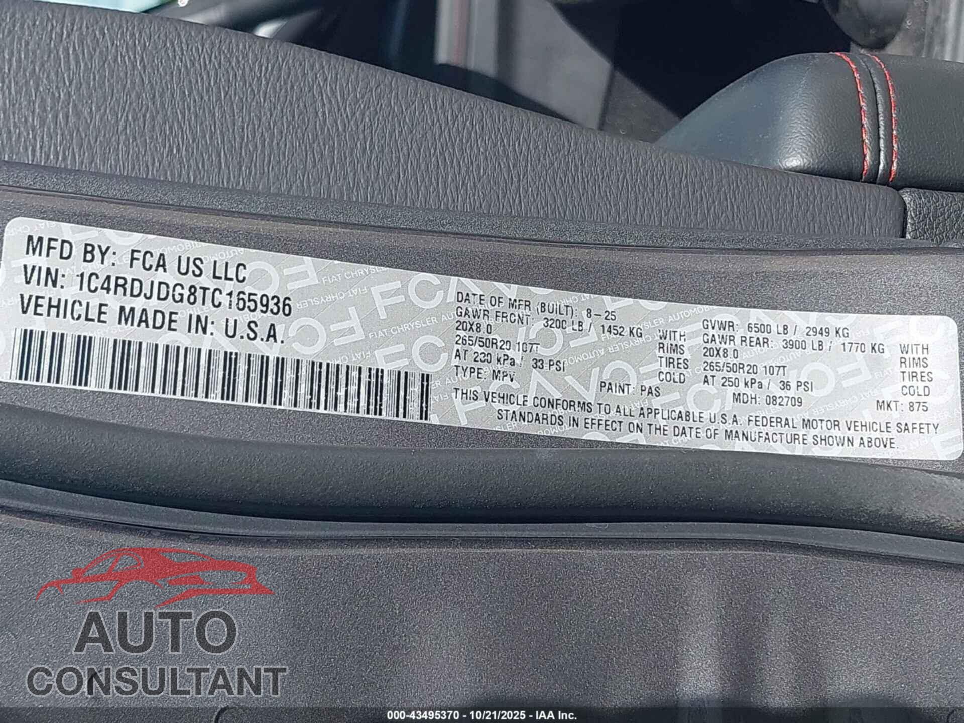 DODGE DURANGO 2026 - 1C4RDJDG8TC165936