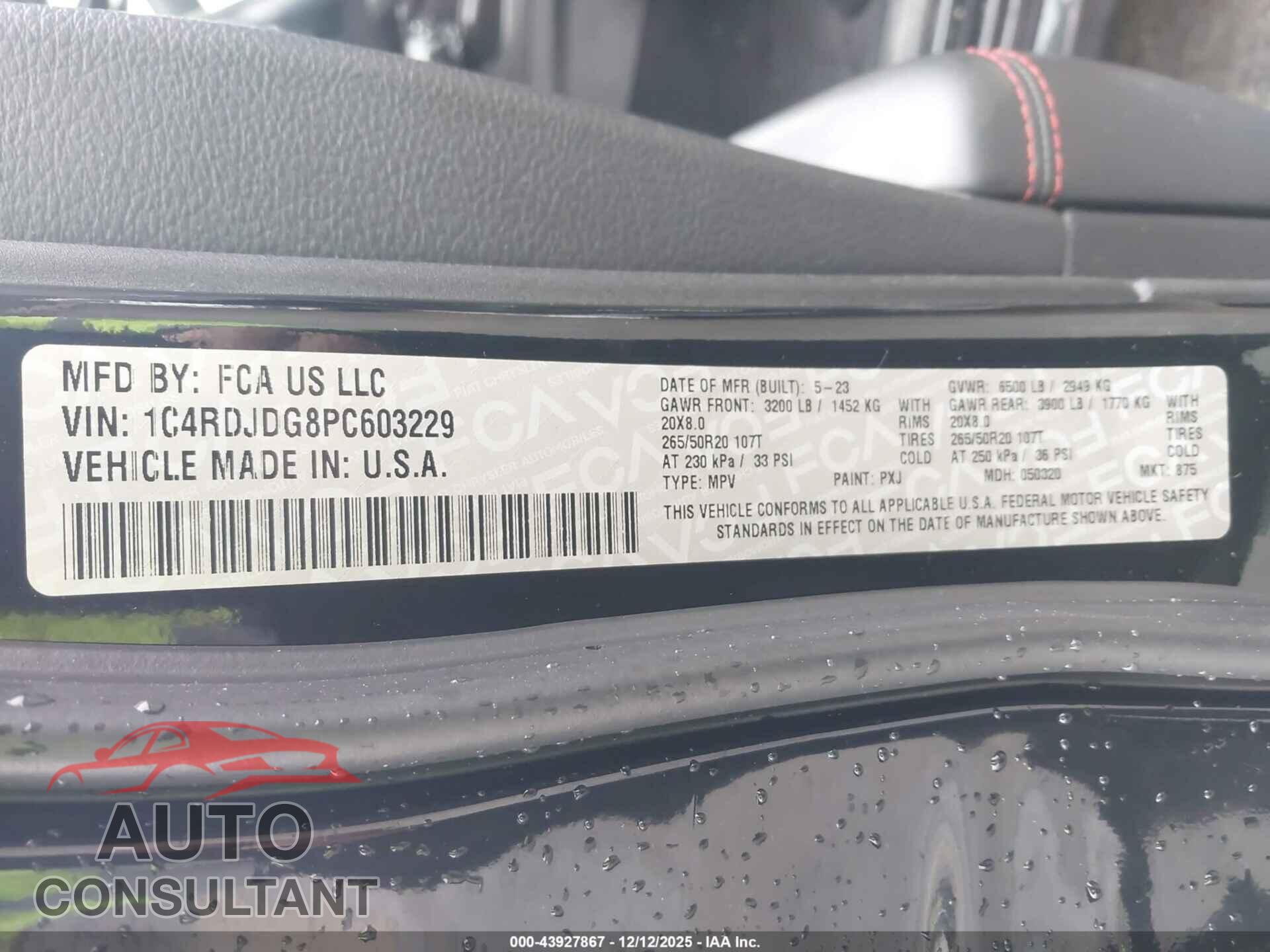 DODGE DURANGO 2023 - 1C4RDJDG8PC603229