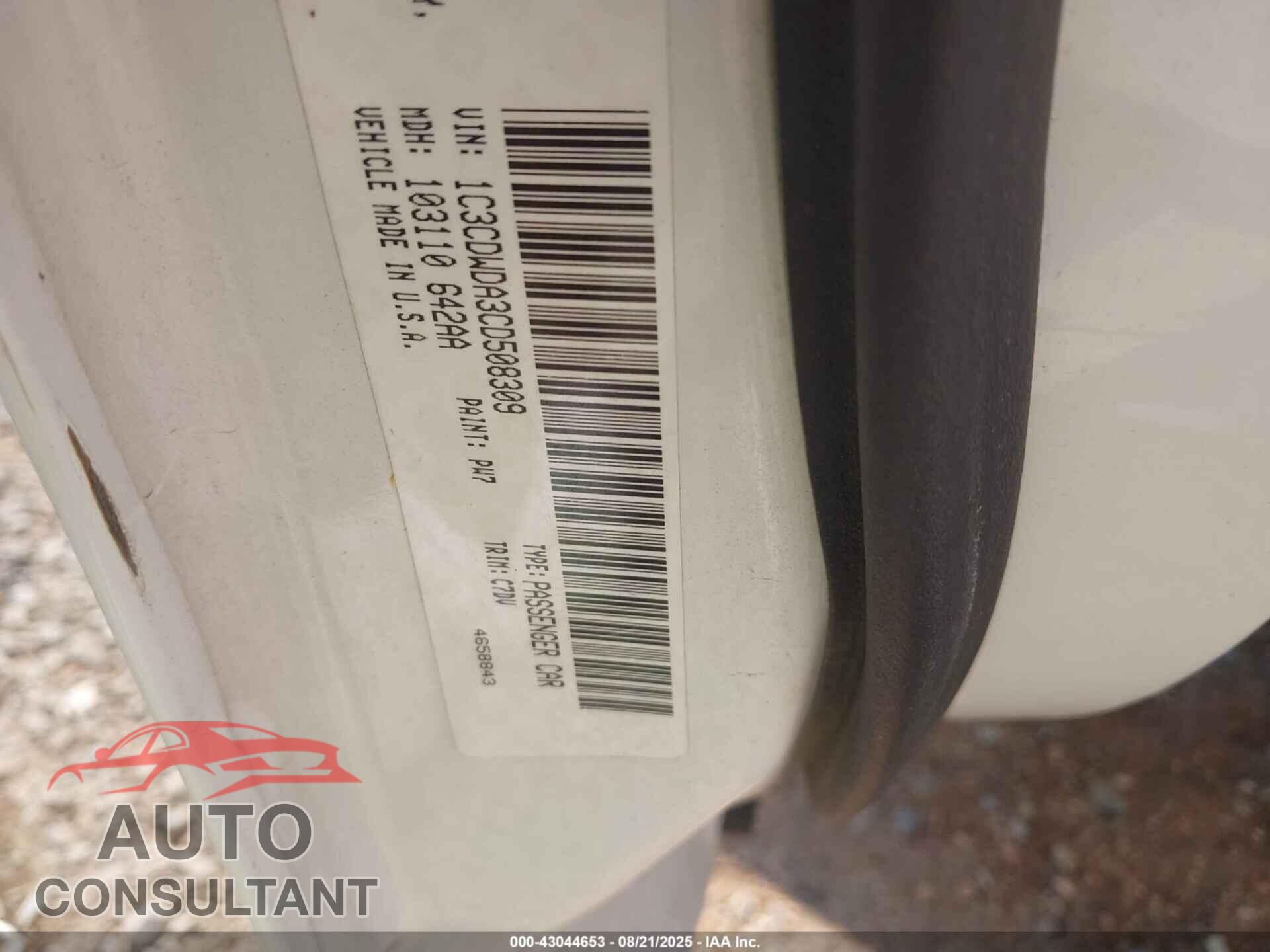 DODGE CALIBER 2012 - 1C3CDWDA3CD508309