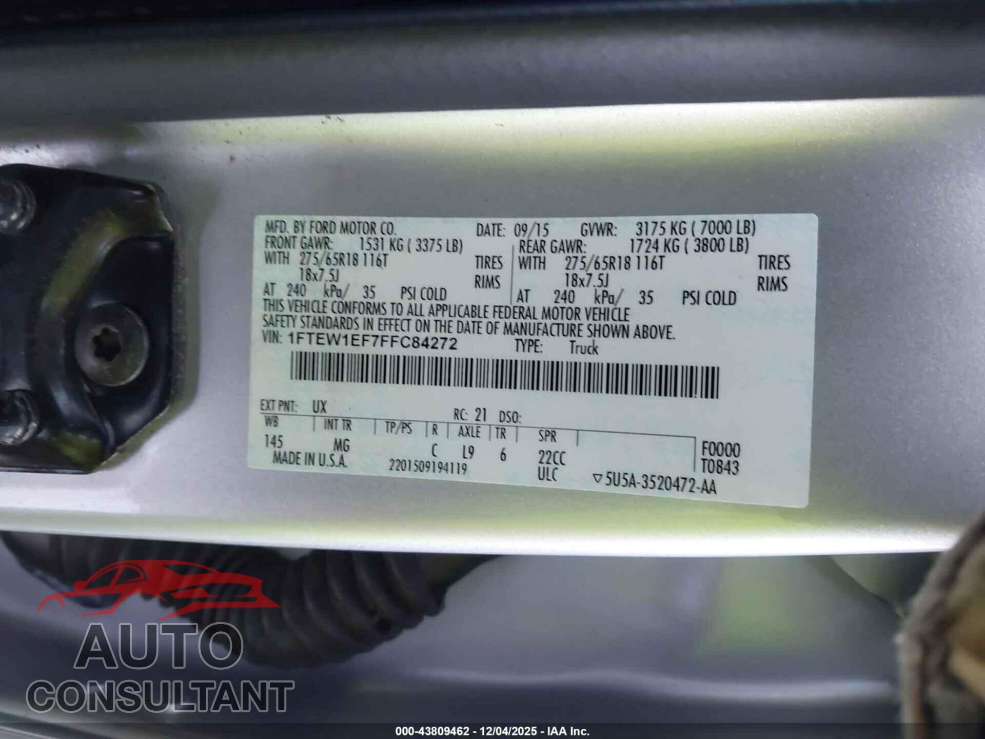 FORD F-150 2015 - 1FTEW1EF7FFC84272