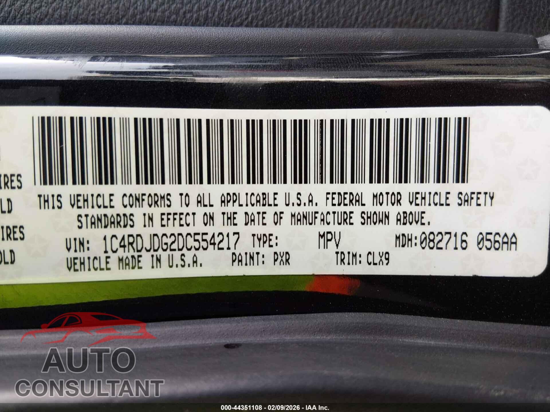 DODGE DURANGO 2013 - 1C4RDJDG2DC554217
