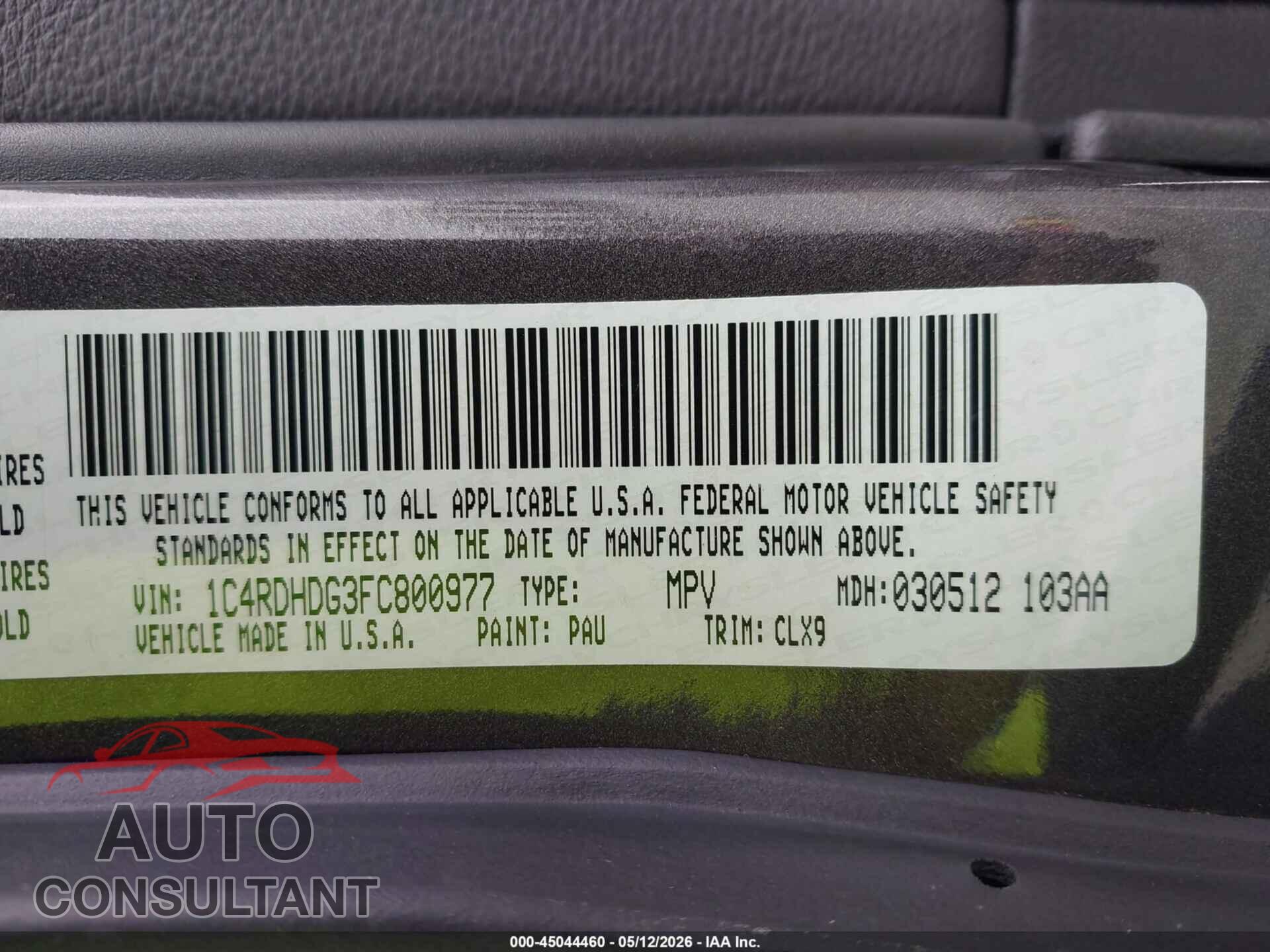 DODGE DURANGO 2015 - 1C4RDHDG3FC800977
