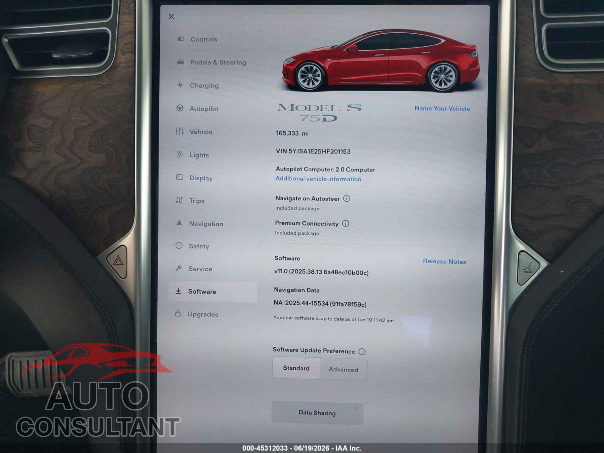 TESLA MODEL S 2017 - 5YJSA1E25HF201153