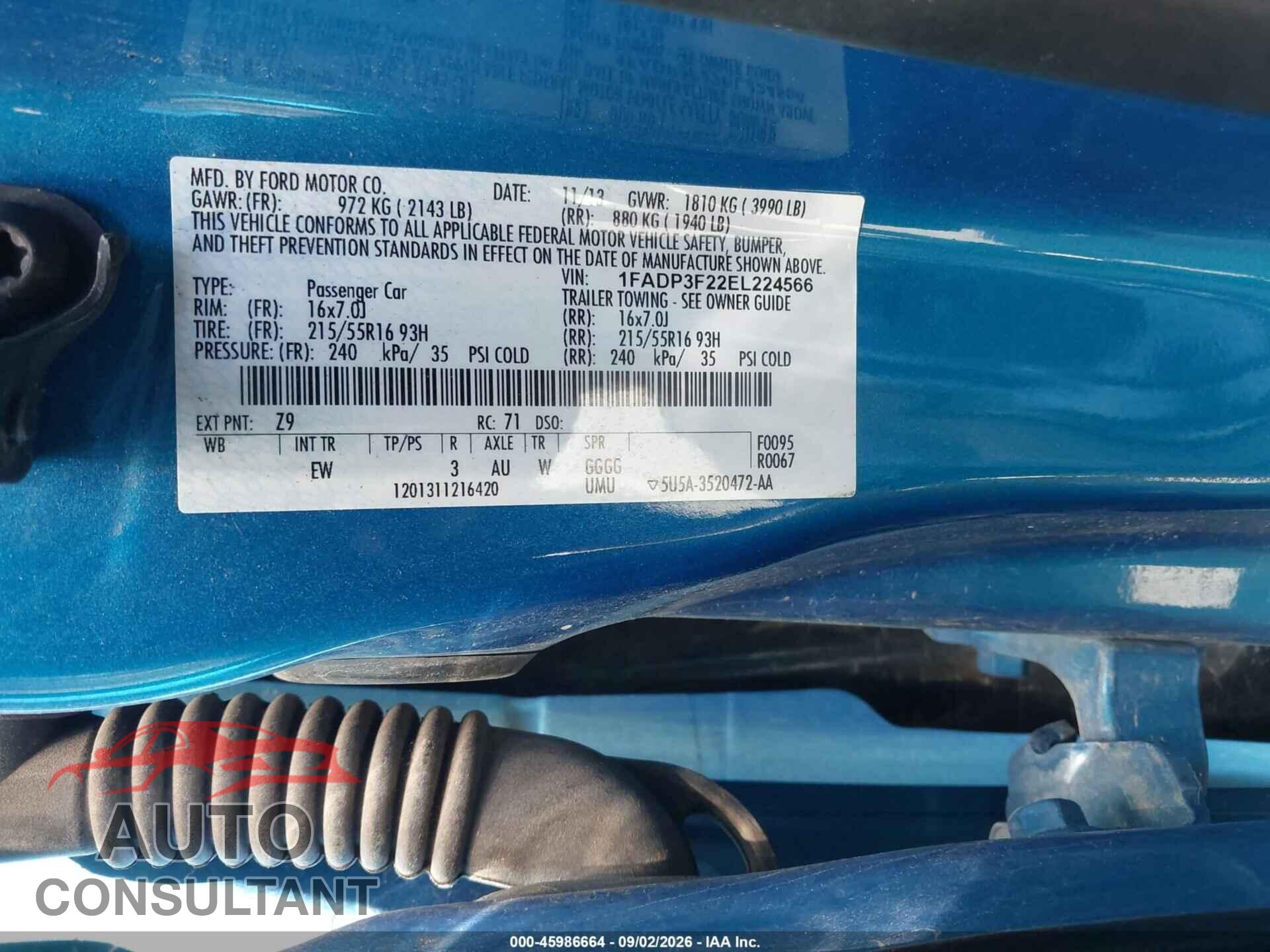 FORD FOCUS 2014 - 1FADP3F22EL224566