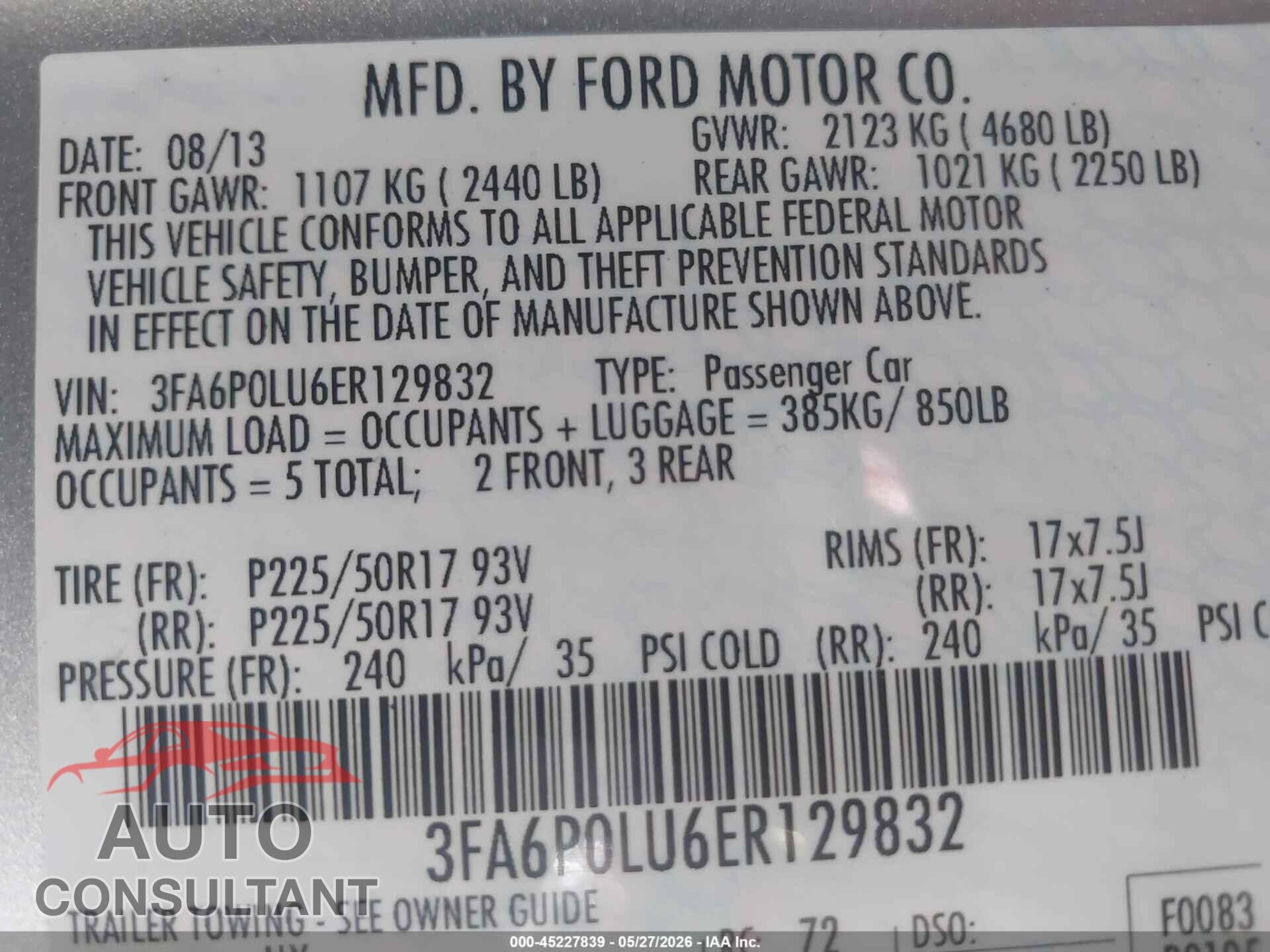 FORD FUSION HYBRID 2014 - 3FA6P0LU6ER129832