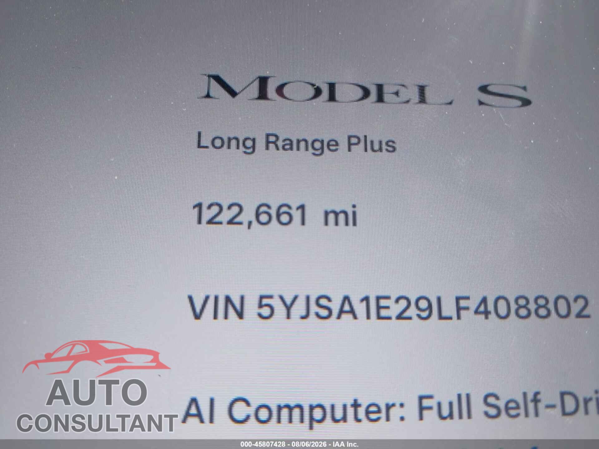TESLA MODEL S 2020 - 5YJSA1E29LF408802