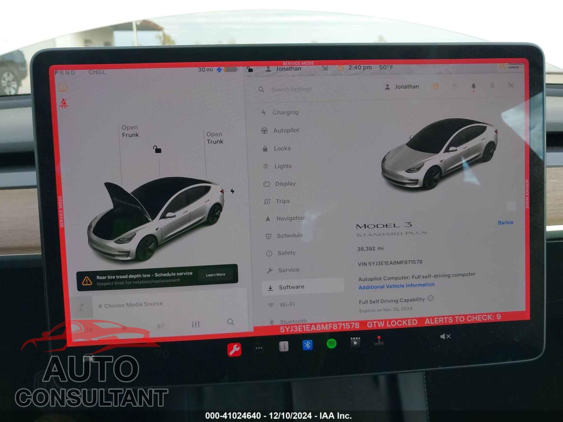 TESLA MODEL 3 2021 - 5YJ3E1EA8MF871578