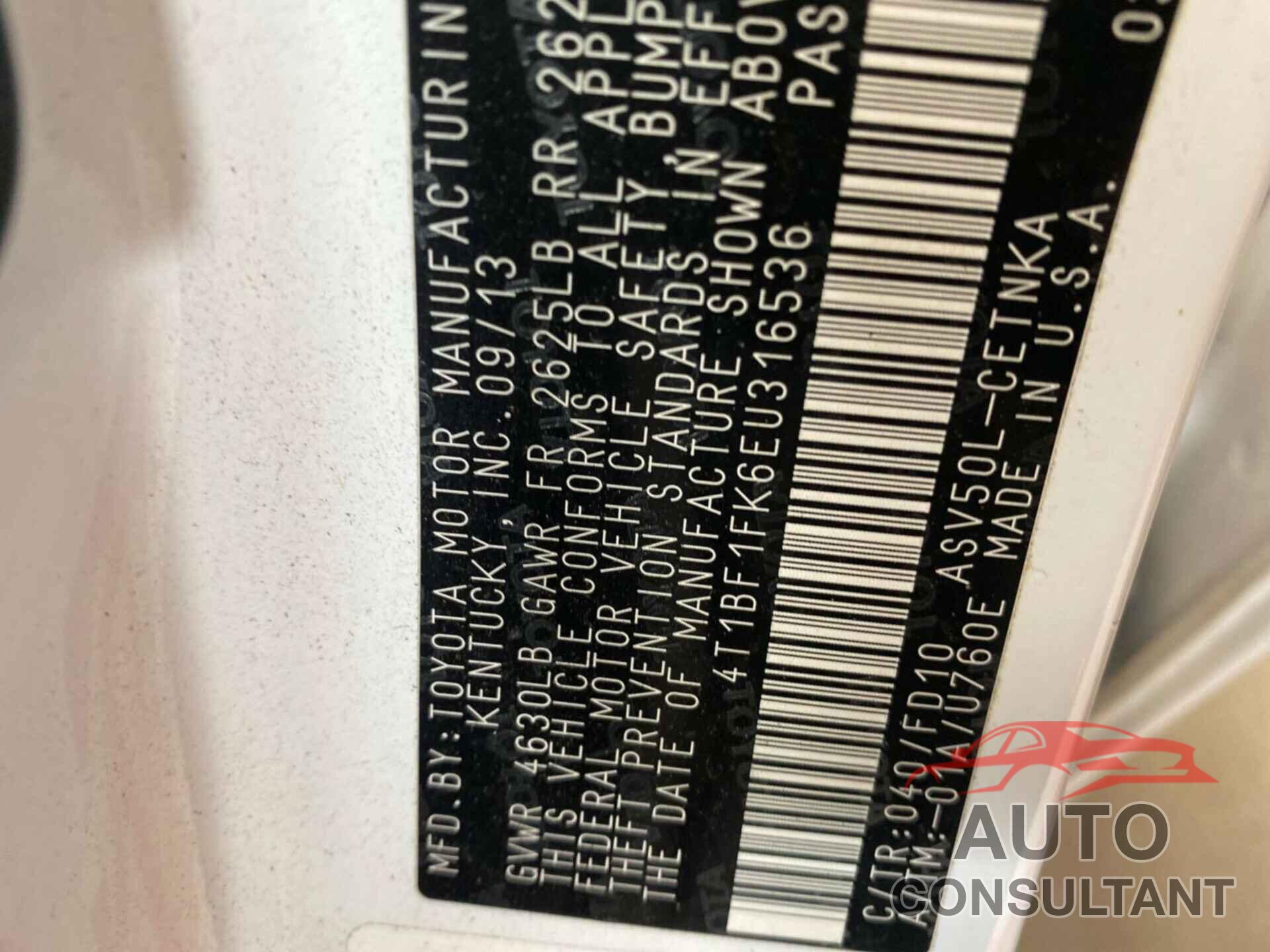 TOYOTA CAMRY 2014 - 4T1BF1FK6EU316536