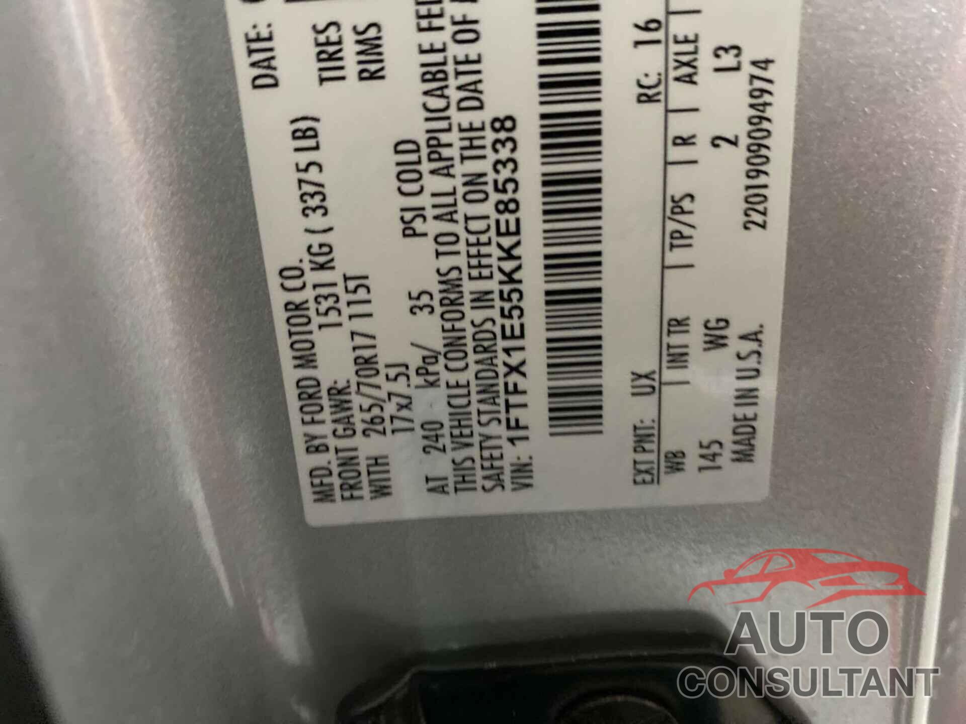 FORD F150 2019 - 1FTFX1E55KKE85338