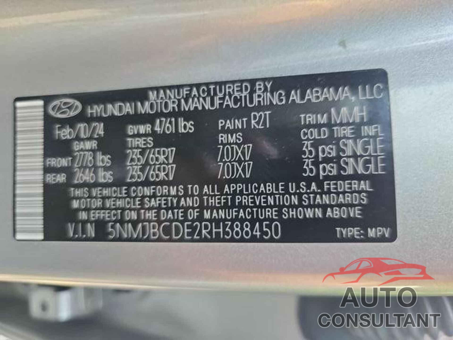 HYUNDAI TUCSON 2024 - 5NMJBCDE2RH388450