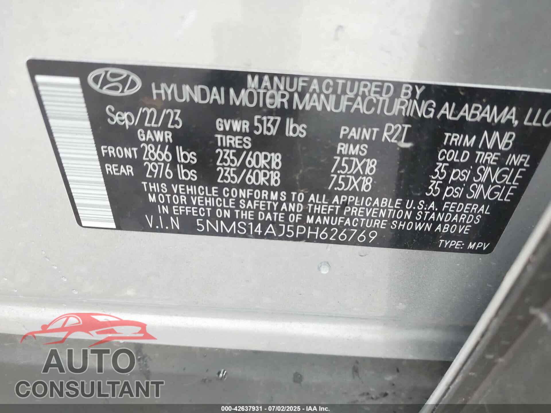 HYUNDAI SANTA FE 2023 - 5NMS14AJ5PH626769