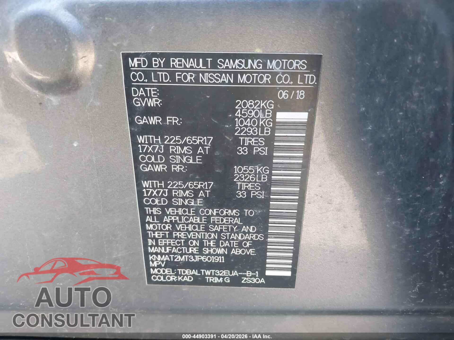 NISSAN ROGUE 2018 - KNMAT2MT3JP601911
