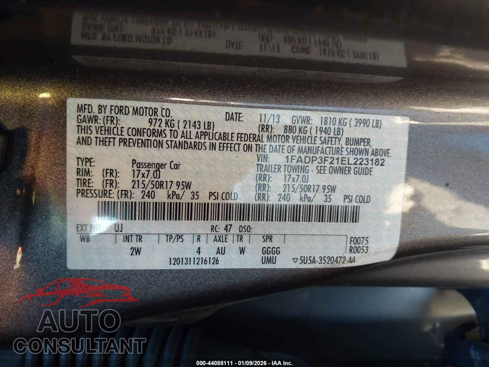 FORD FOCUS 2014 - 1FADP3F21EL223182