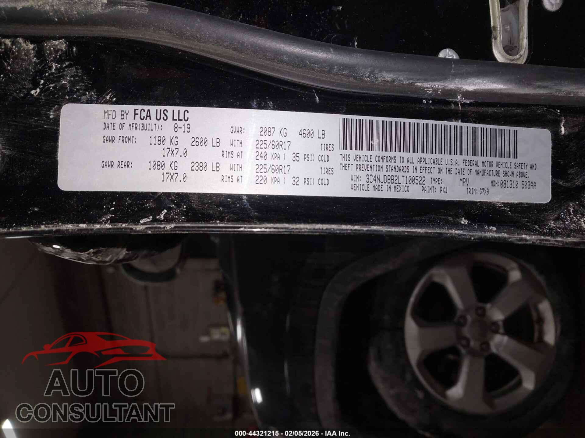 JEEP COMPASS 2020 - 3C4NJDBB2LT100522