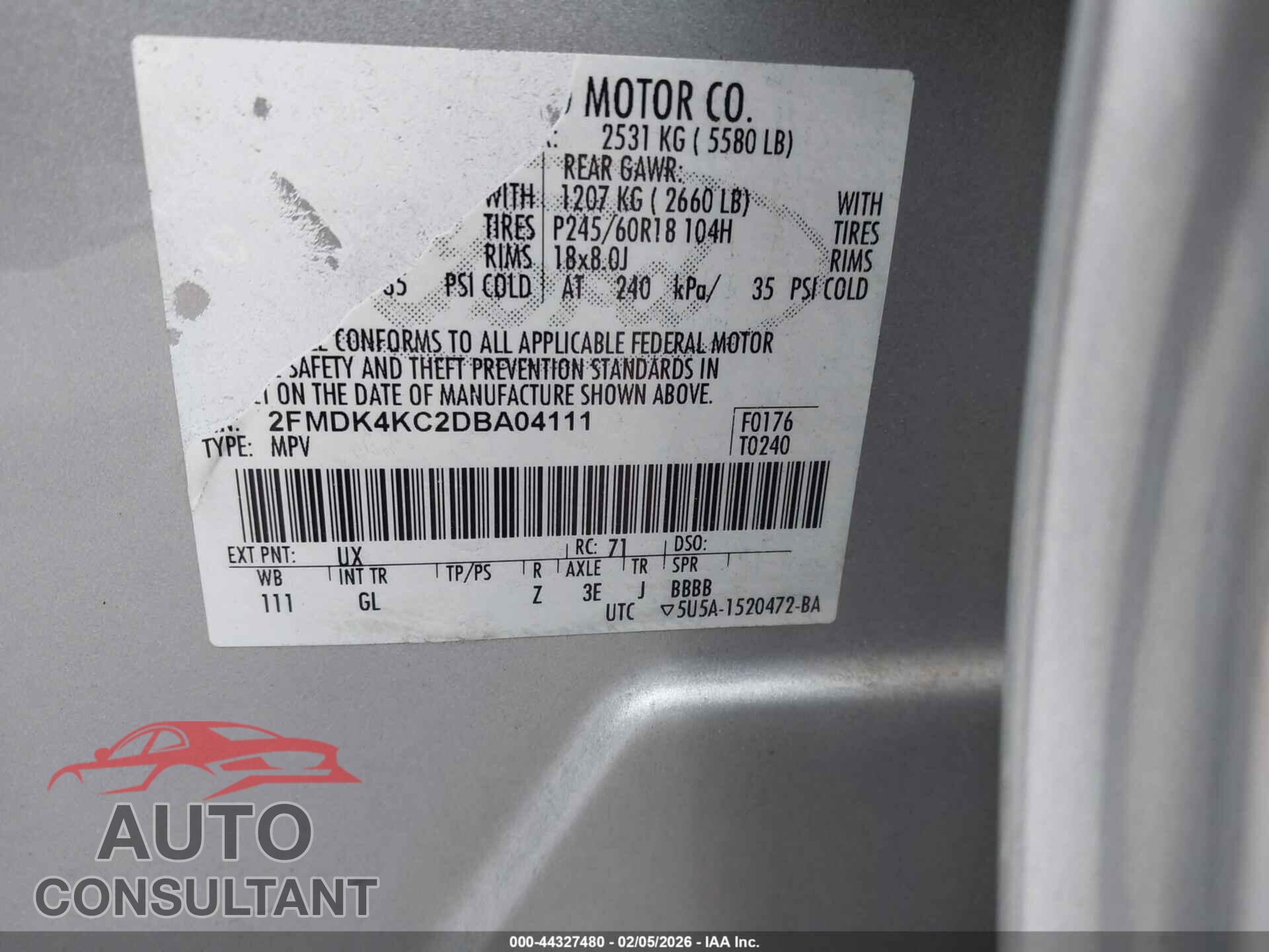 FORD EDGE 2013 - 2FMDK4KC2DBA04111