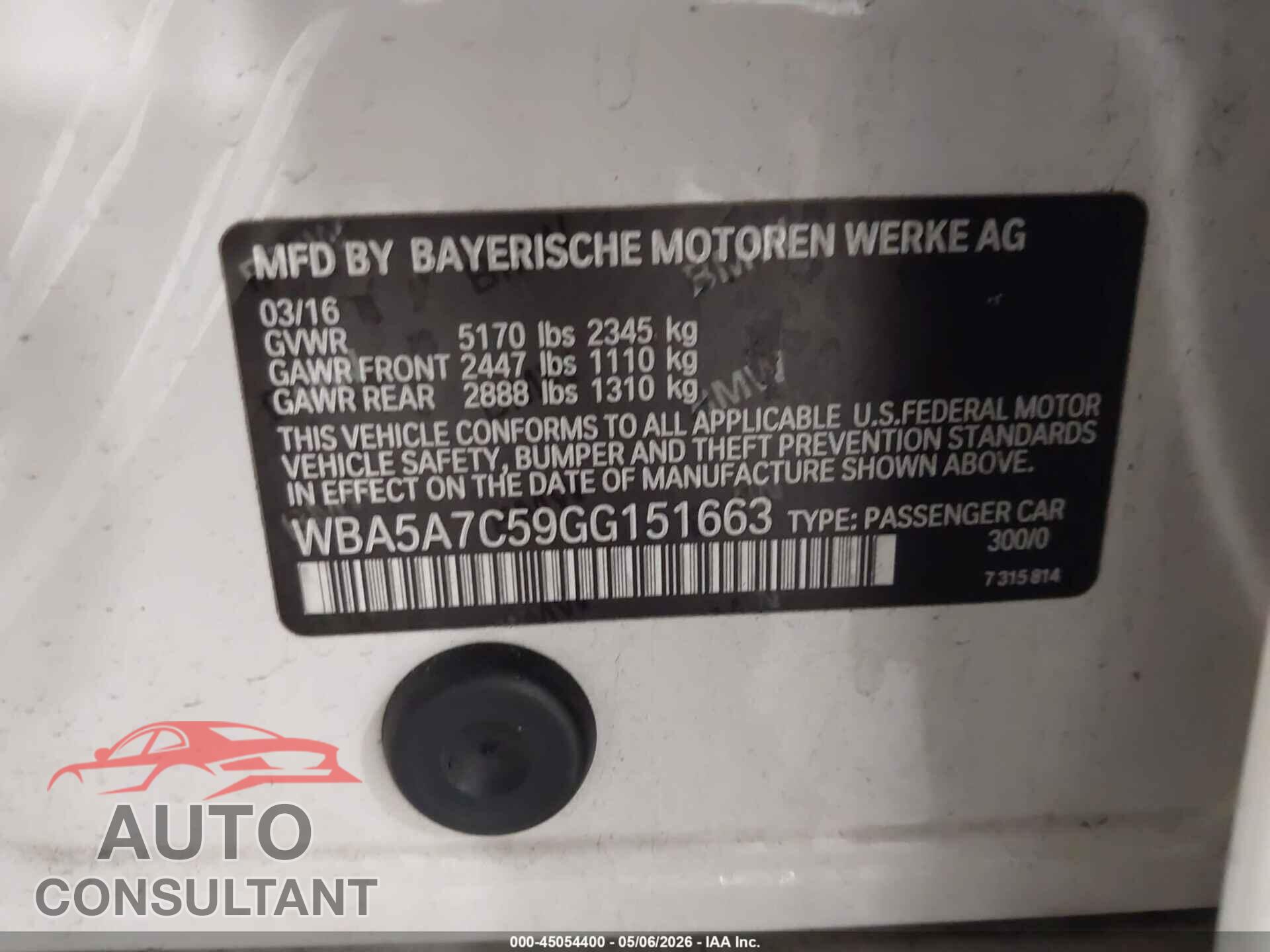 BMW 528I 2016 - WBA5A7C59GG151663