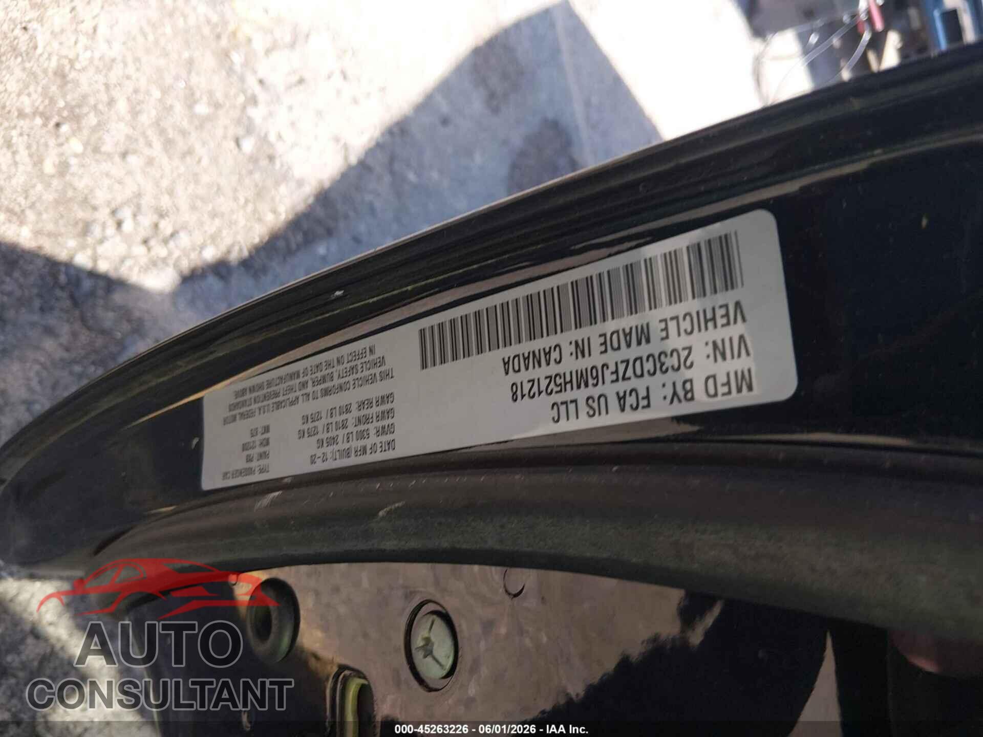 DODGE CHALLENGER 2021 - 2C3CDZFJ6MH521218