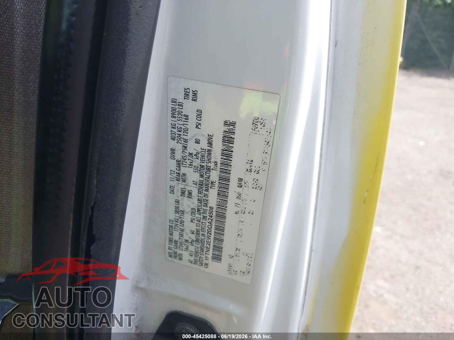 FORD E-250 2013 - 1FTNE2EW2DDA24508