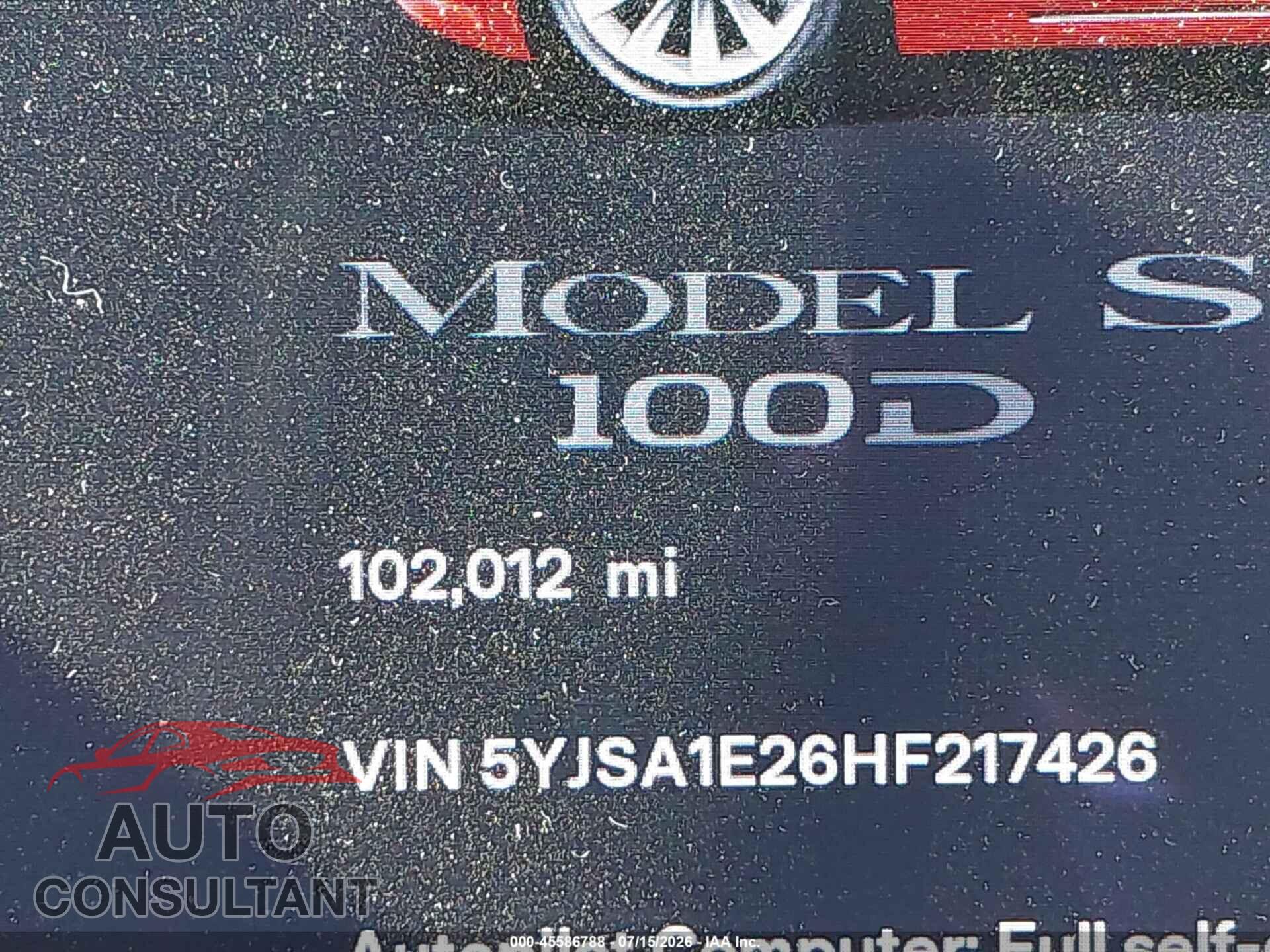 TESLA MODEL S 2017 - 5YJSA1E26HF217426