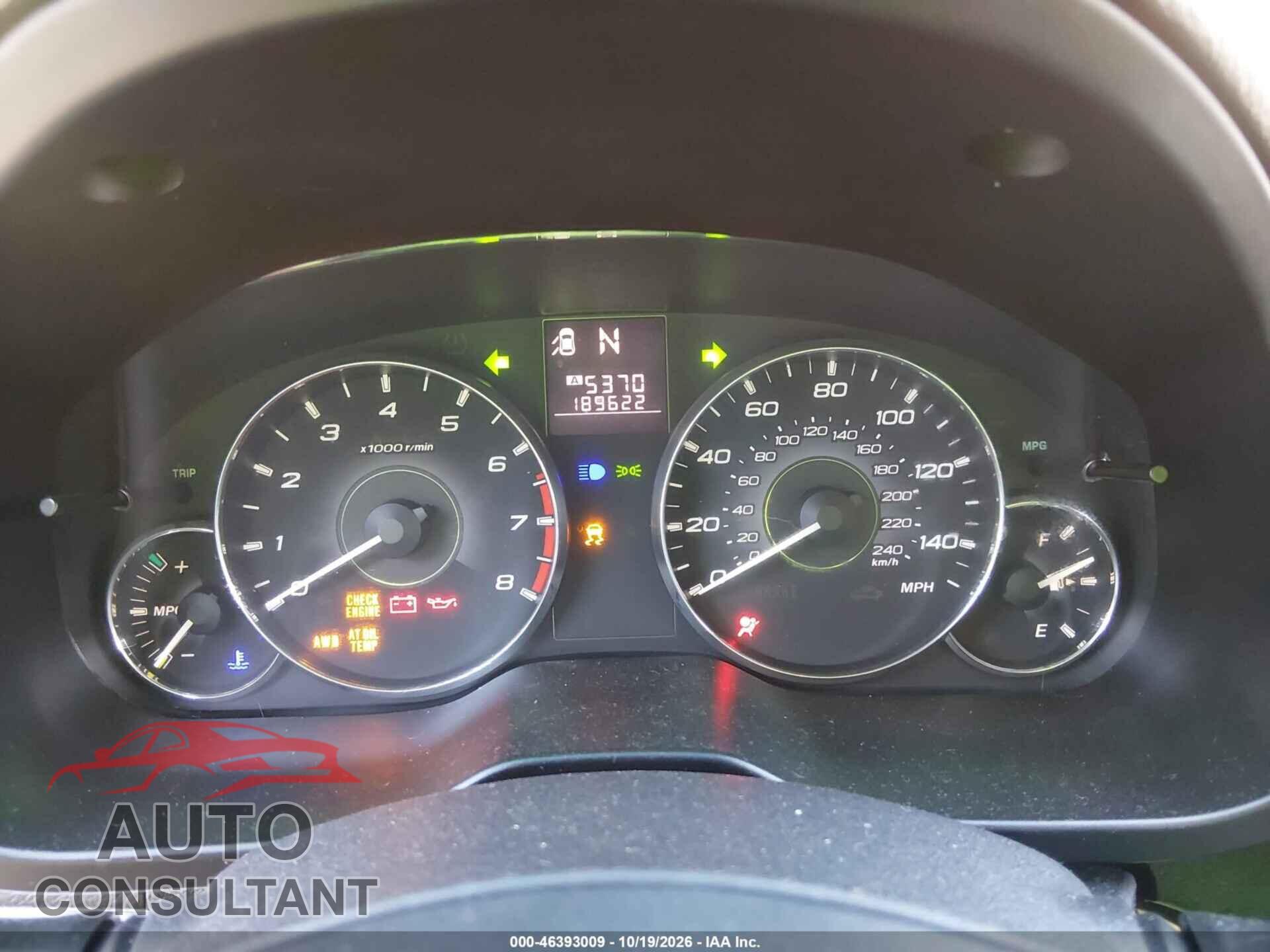 SUBARU OUTBACK 2012 - 4S4BRCCC5C3217368