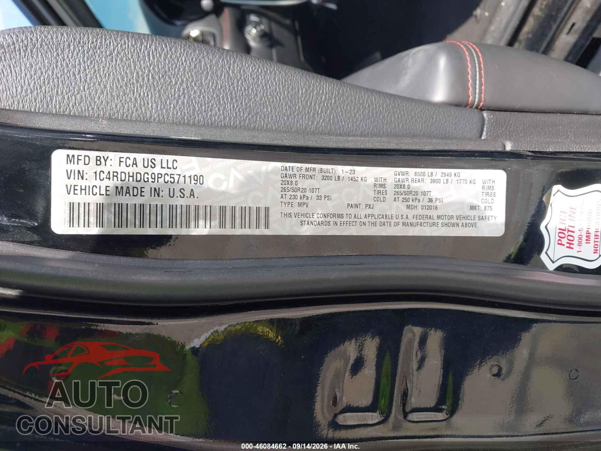 DODGE DURANGO 2023 - 1C4RDHDG9PC571190