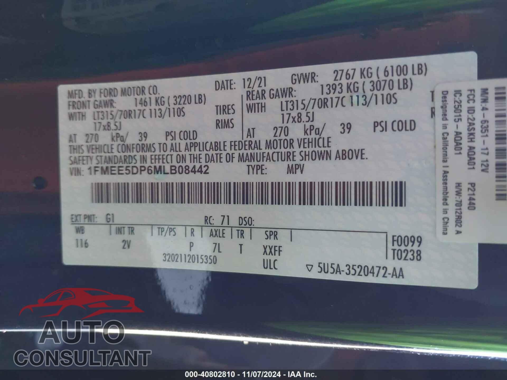 FORD BRONCO 2021 - 1FMEE5DP6MLB08442