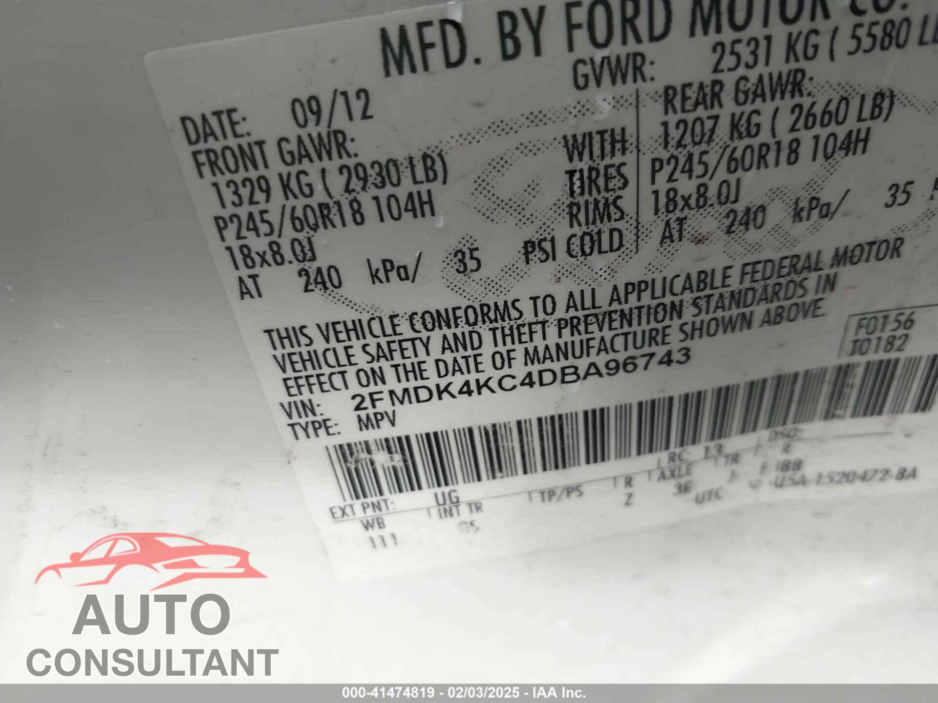 FORD EDGE 2013 - 2FMDK4KC4DBA96743