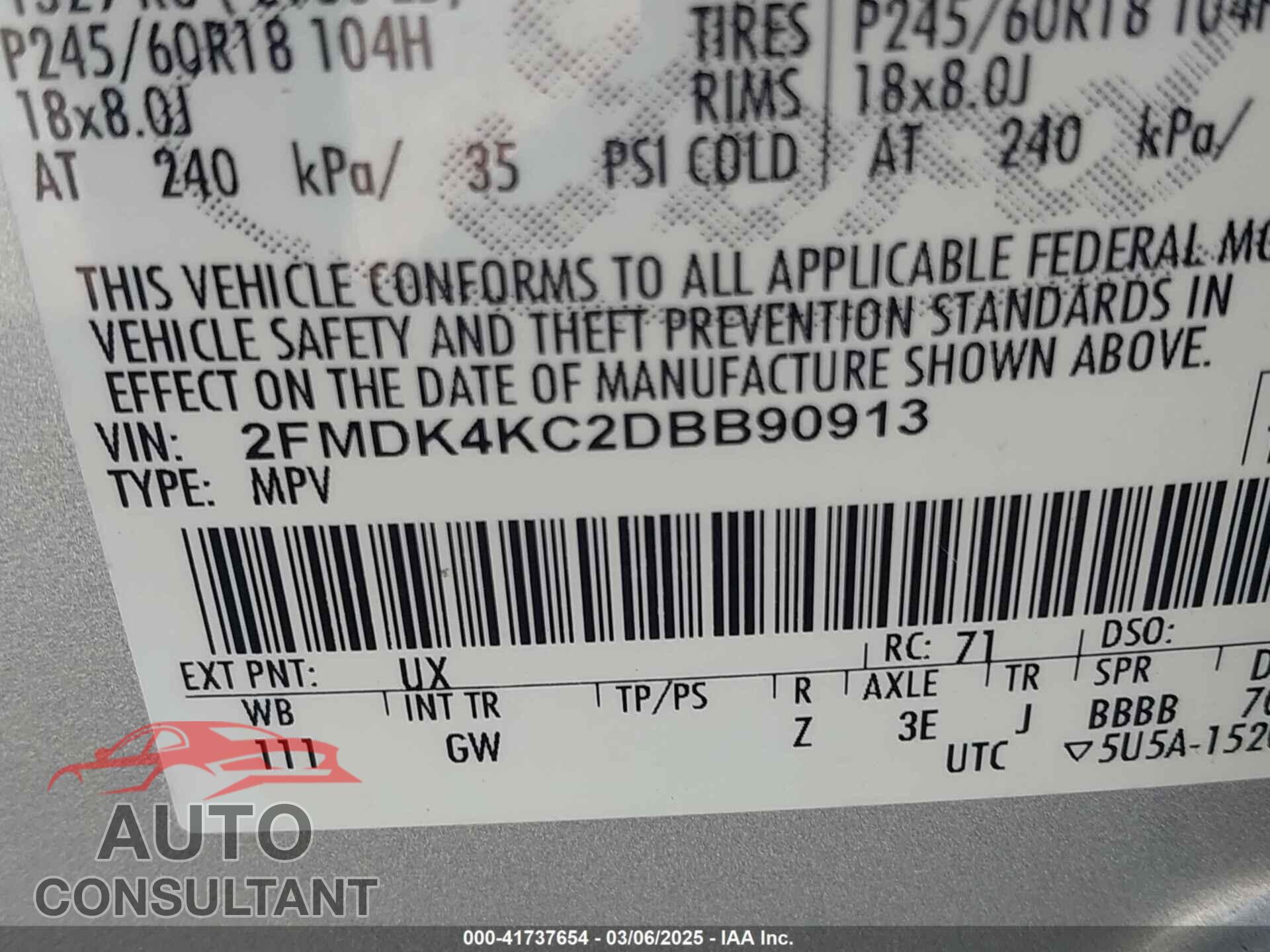 FORD EDGE 2013 - 2FMDK4KC2DBB90913