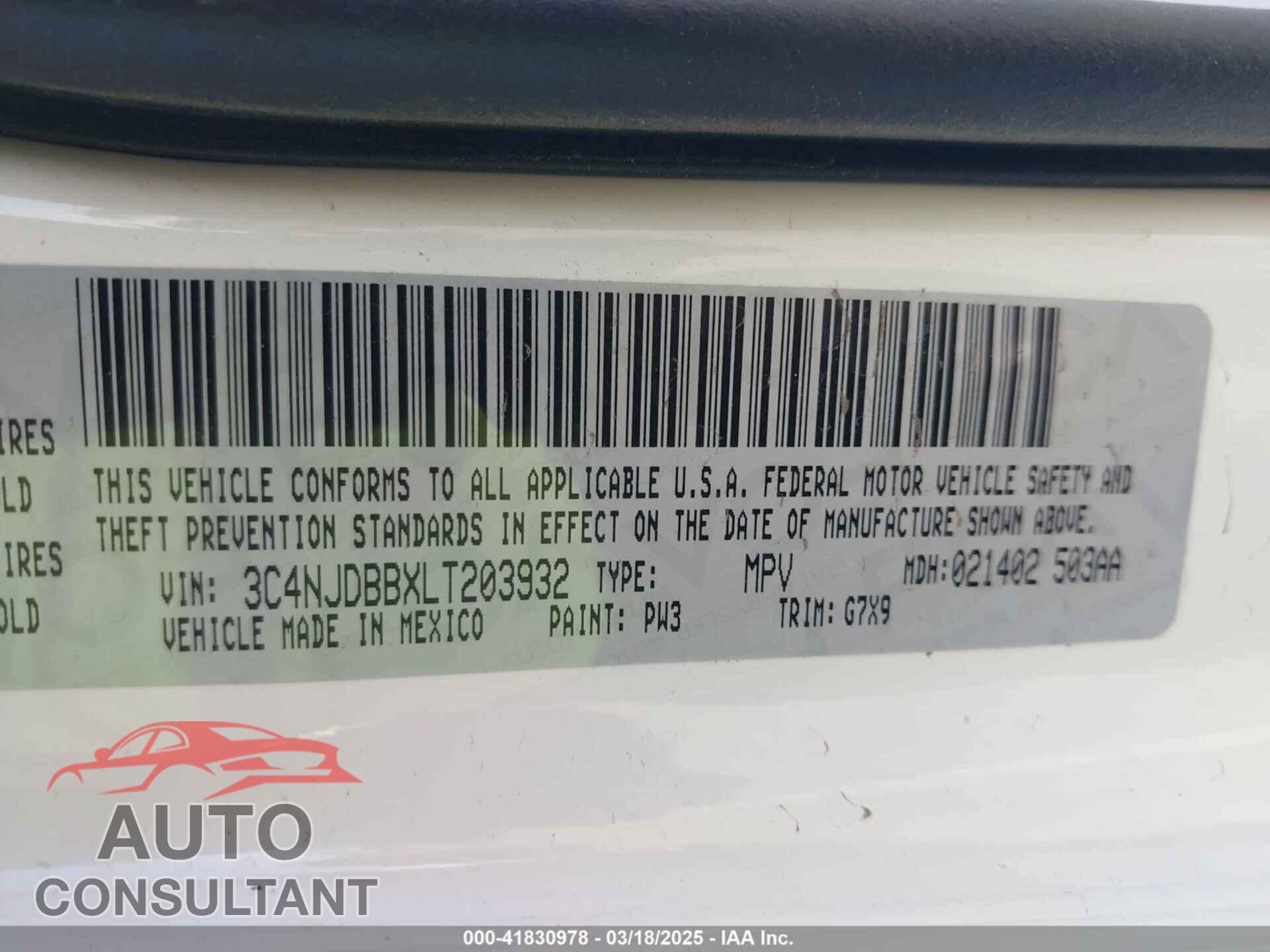 JEEP COMPASS 2020 - 3C4NJDBBXLT203932