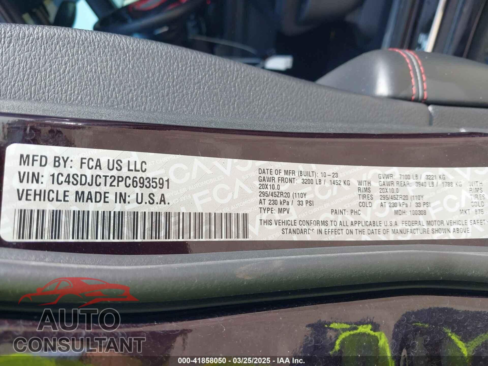 DODGE DURANGO 2023 - 1C4SDJCT2PC693591
