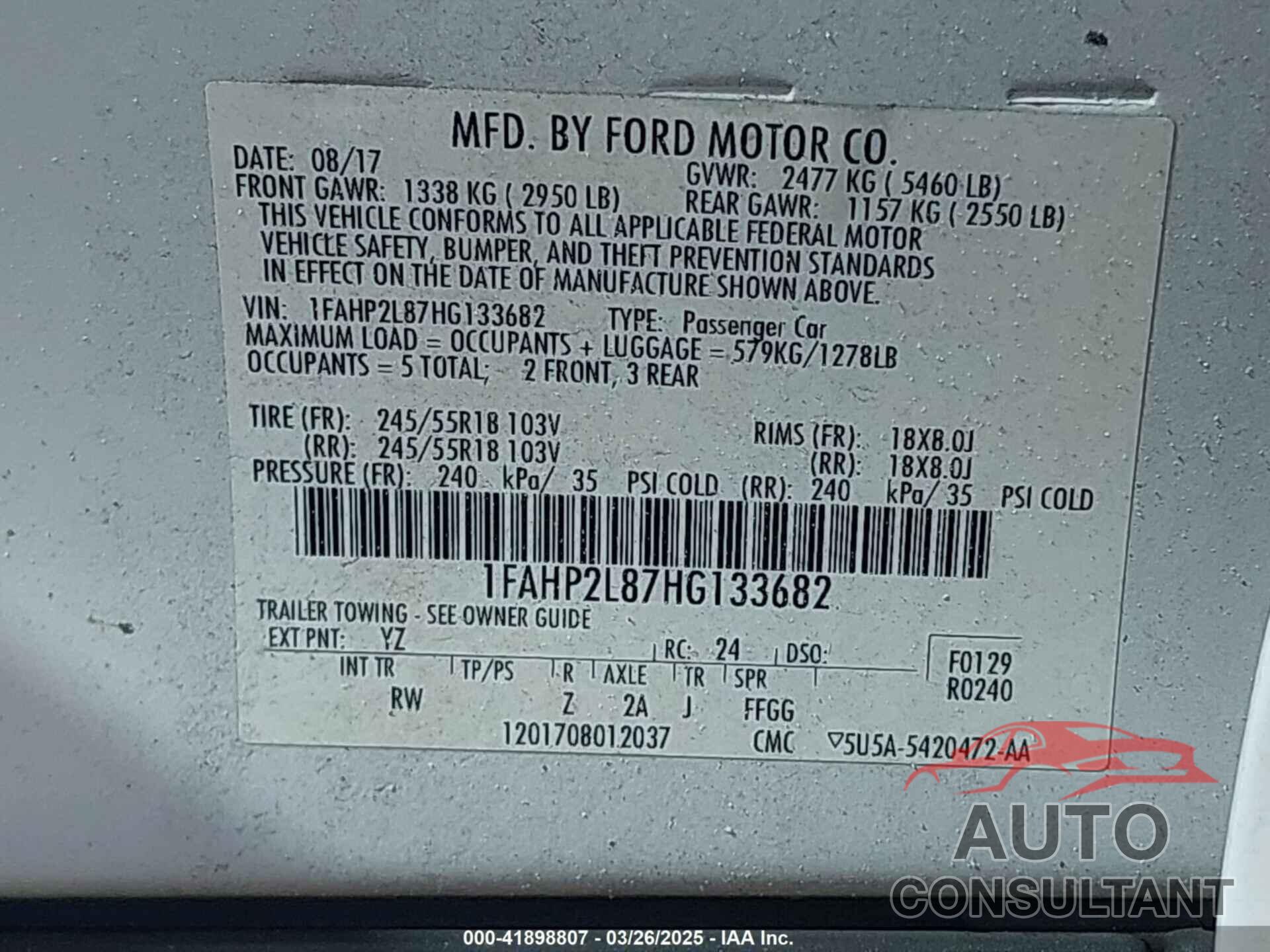 FORD POLICE INTERCEPTOR 2017 - 1FAHP2L87HG133682