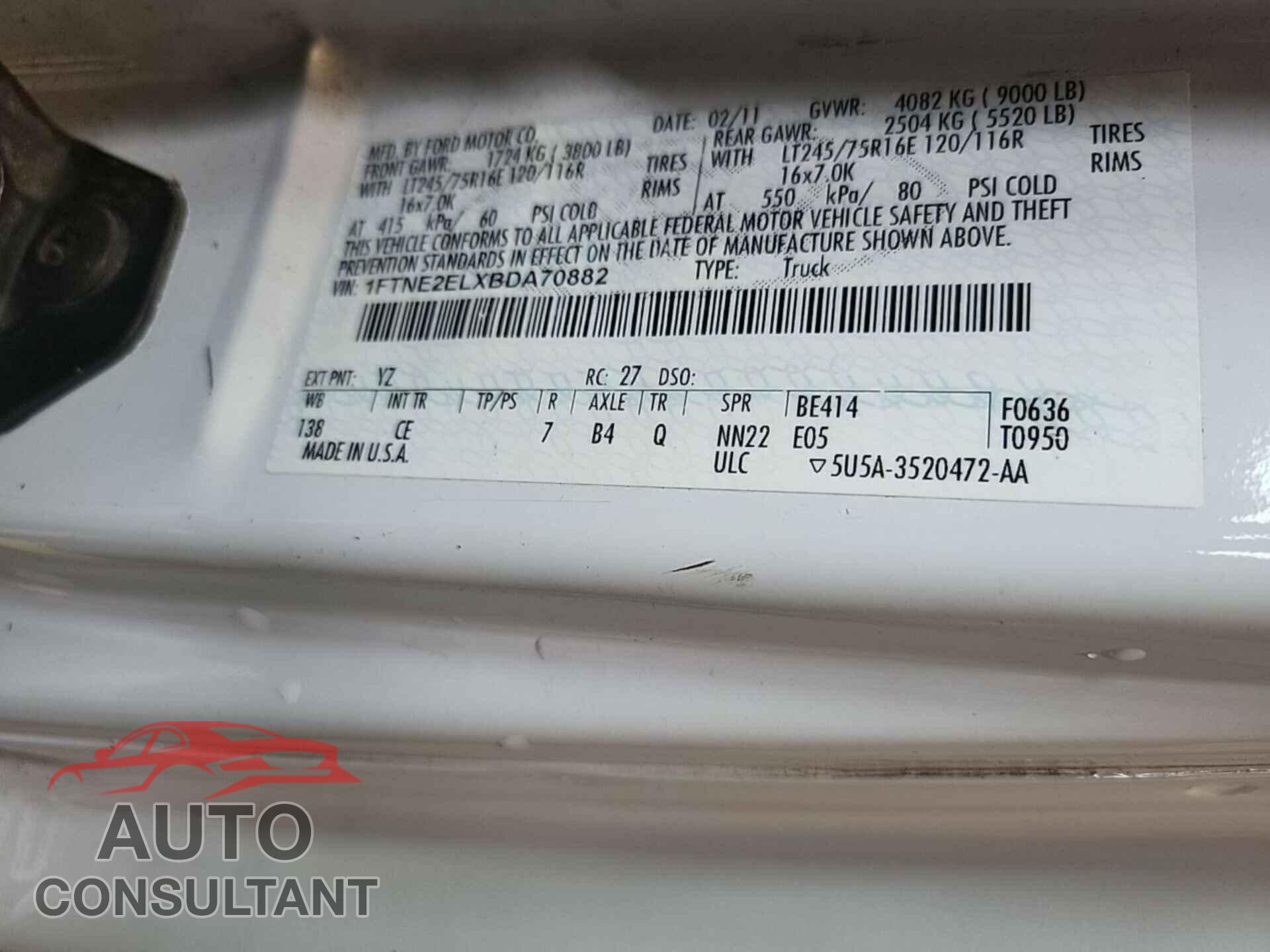 FORD ECONOLINE 2011 - 1FTNE2ELXBDA70882
