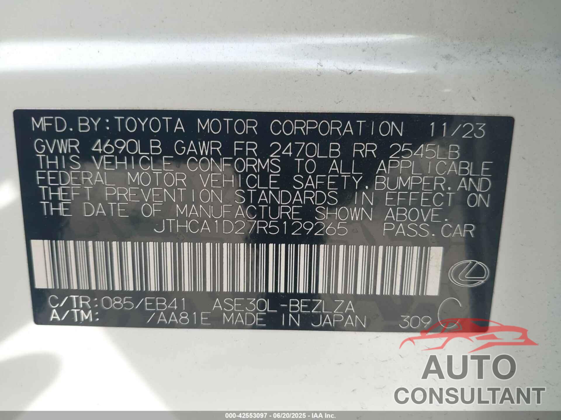LEXUS IS 300 2024 - JTHCA1D27R5129265