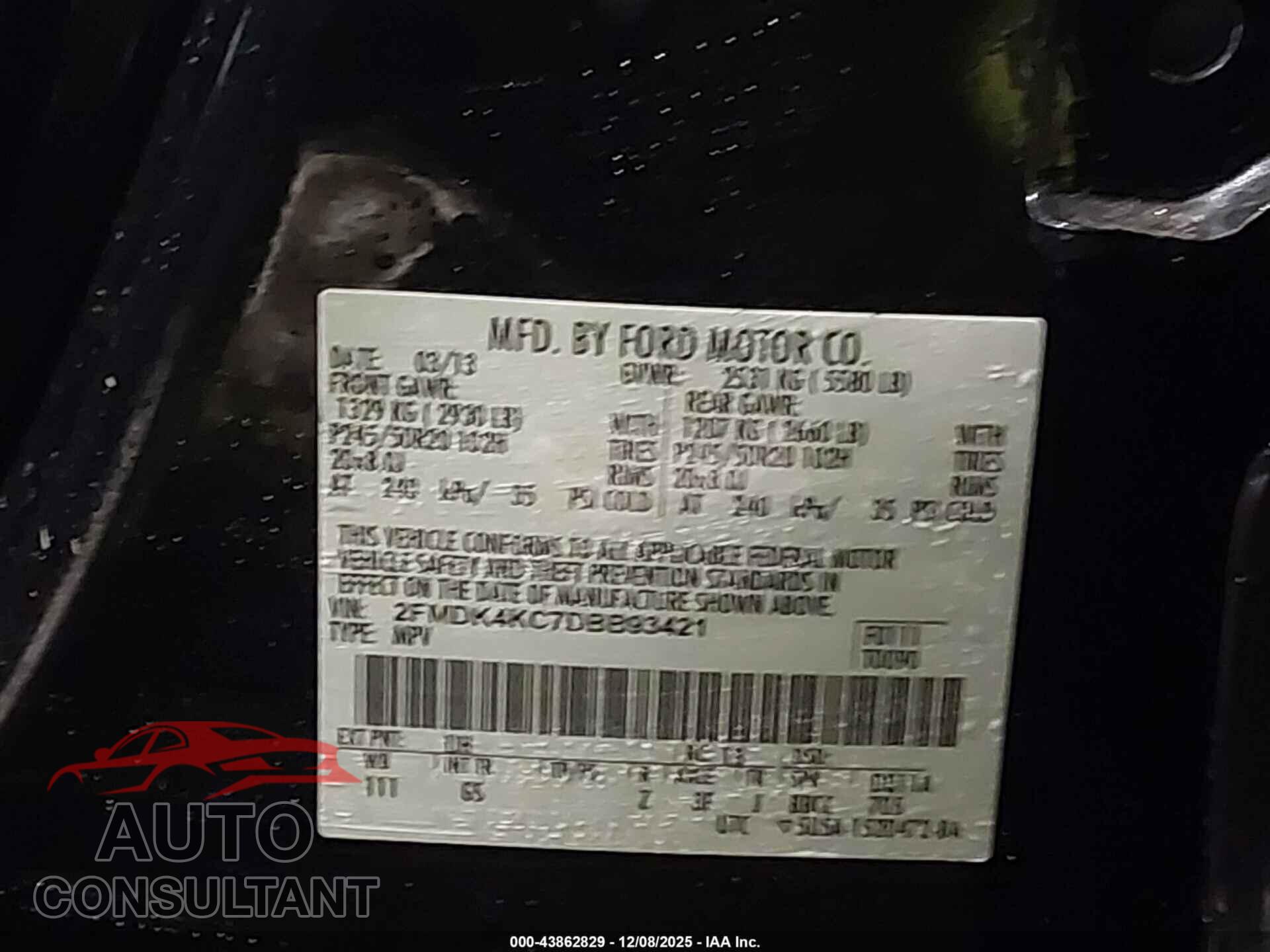 FORD EDGE 2013 - 2FMDK4KC7DBB93421
