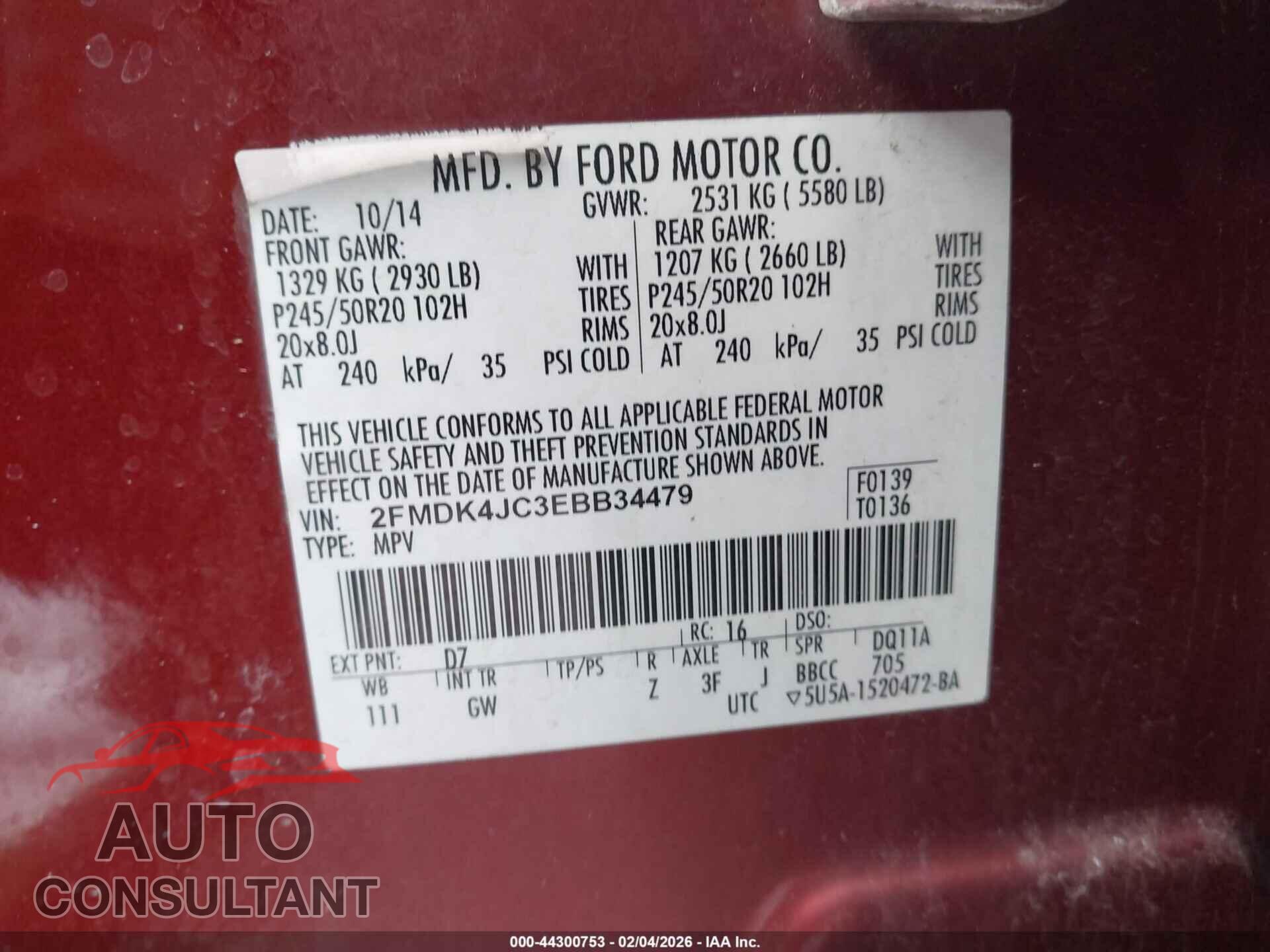 FORD EDGE 2014 - 2FMDK4JC3EBB34479