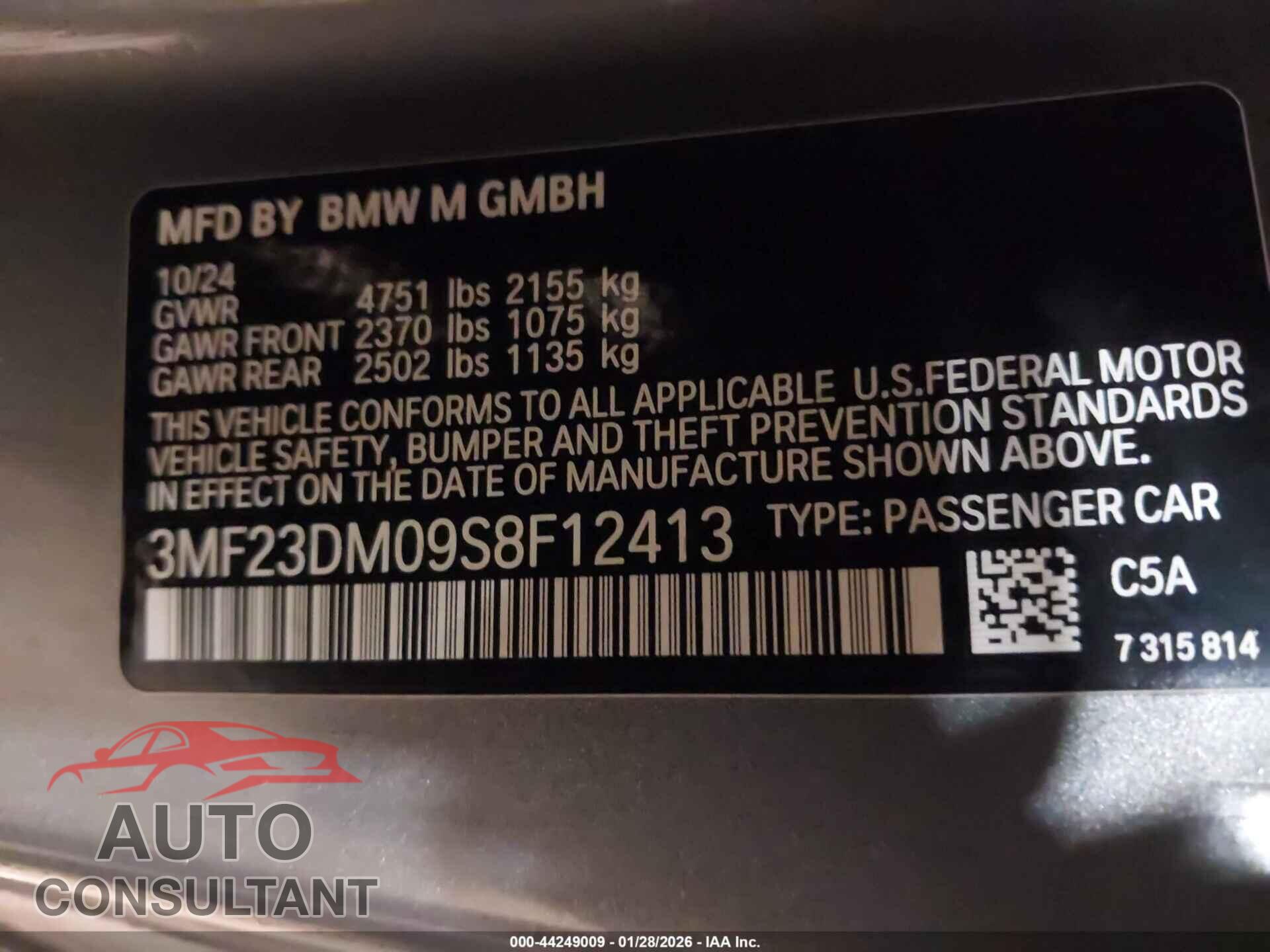 BMW M2 2025 - 3MF23DM09S8F12413