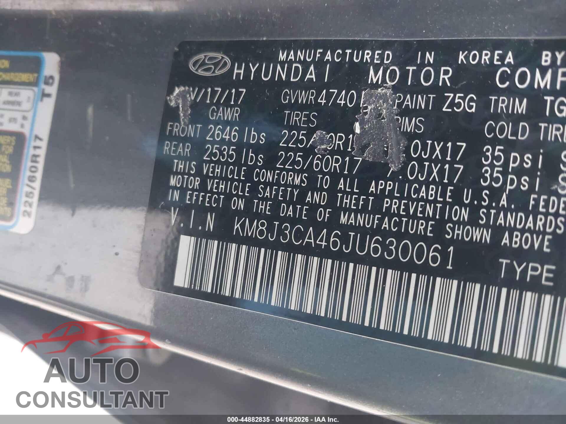 HYUNDAI TUCSON 2018 - KM8J3CA46JU630061
