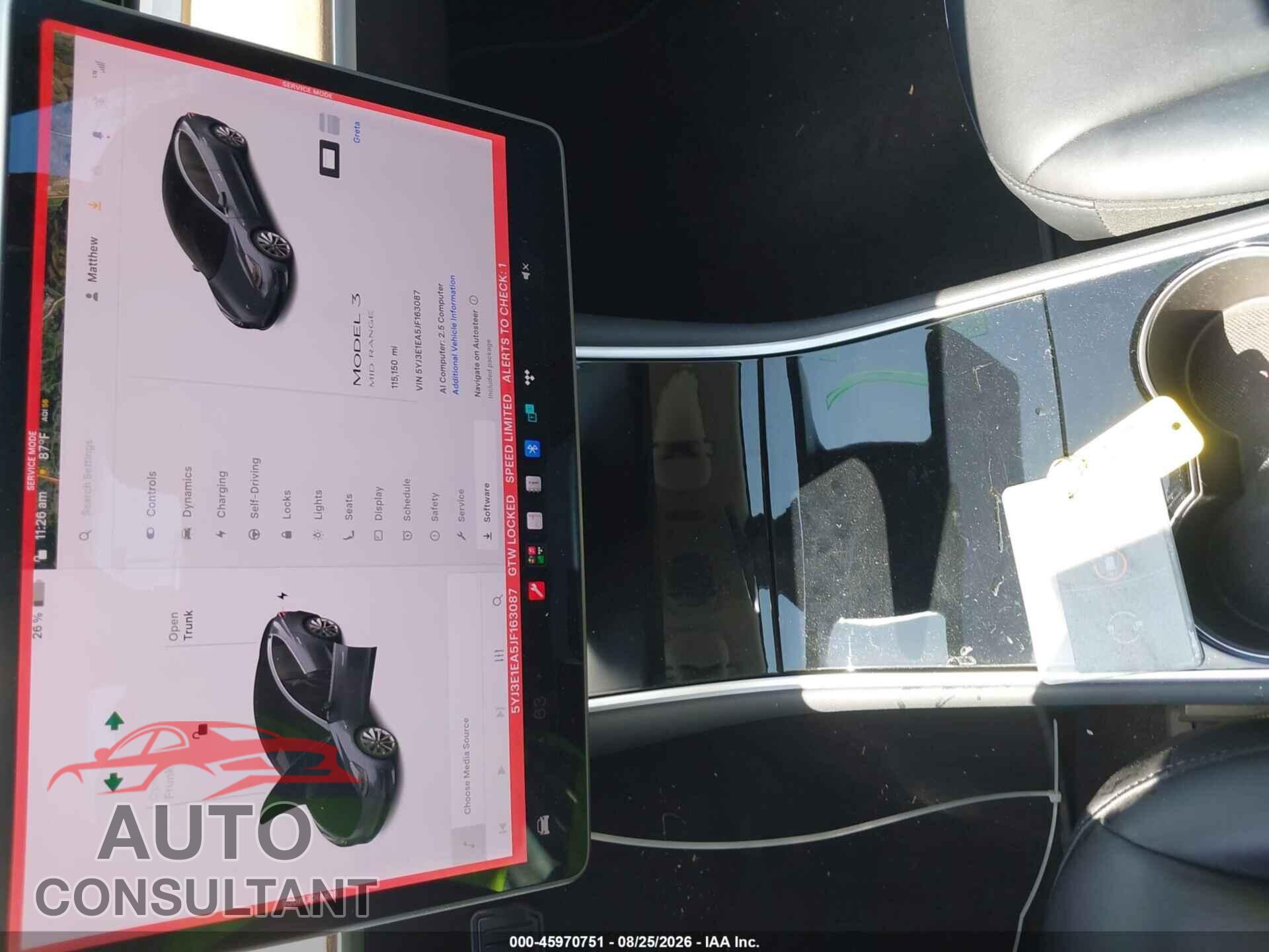 TESLA MODEL 3 2018 - 5YJ3E1EA5JF163087