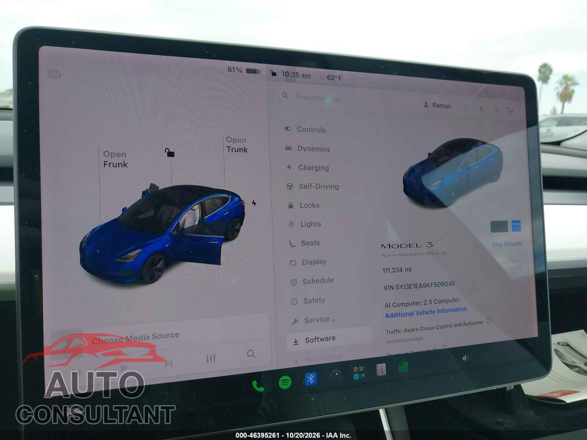 TESLA MODEL 3 2019 - 5YJ3E1EA9KF509045