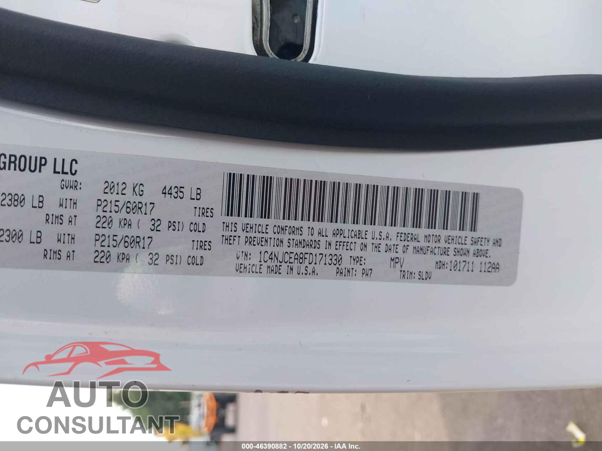JEEP COMPASS 2015 - 1C4NJCEA8FD171330