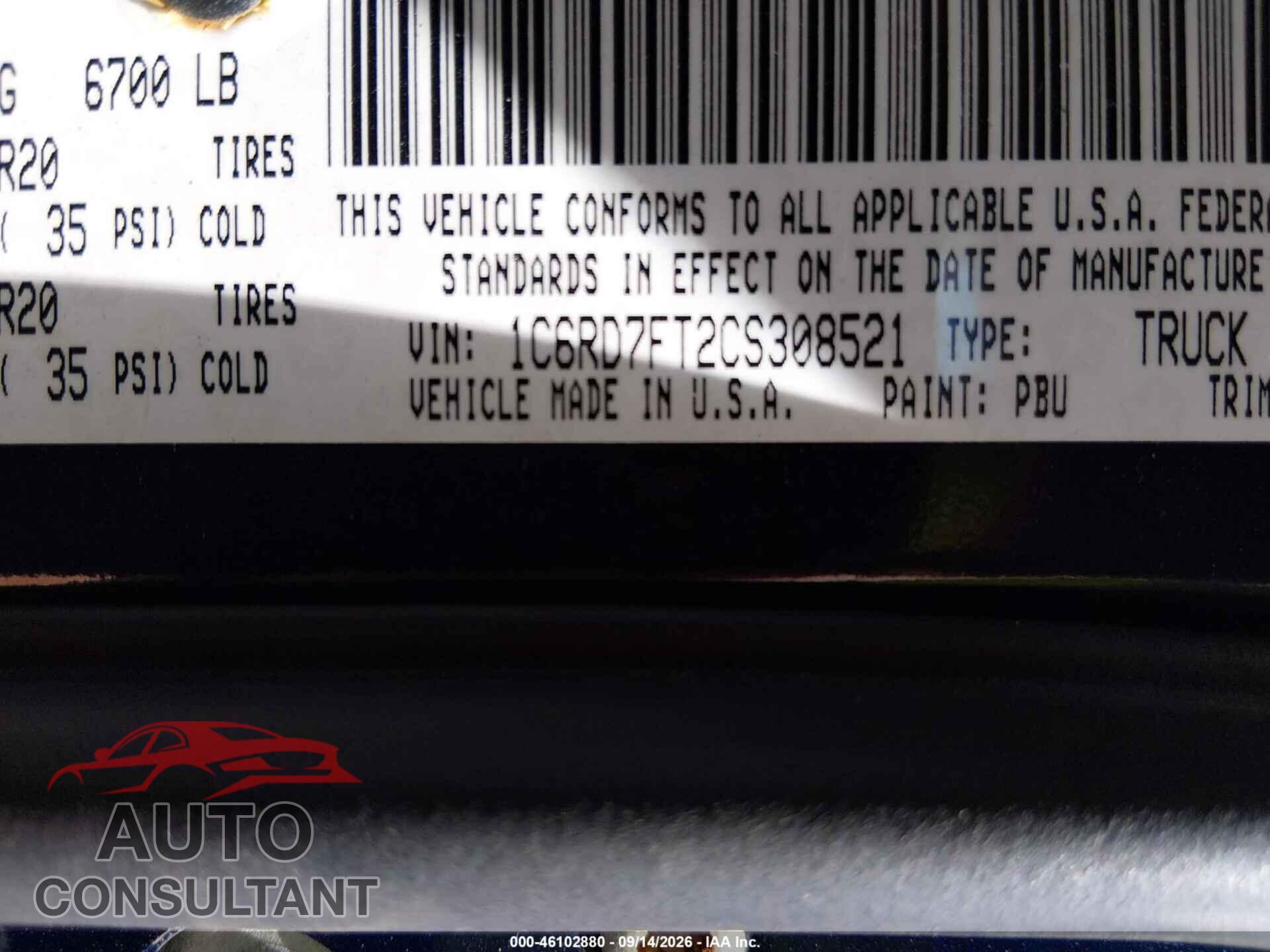 DODGE RAM 1500 2012 - 1C6RD7FT2CS308521