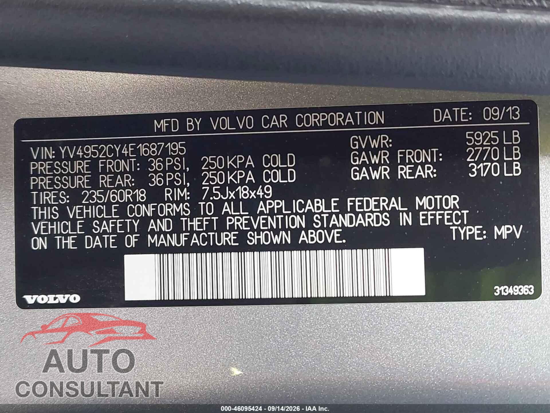 VOLVO XC90 2014 - YV4952CY4E1687195