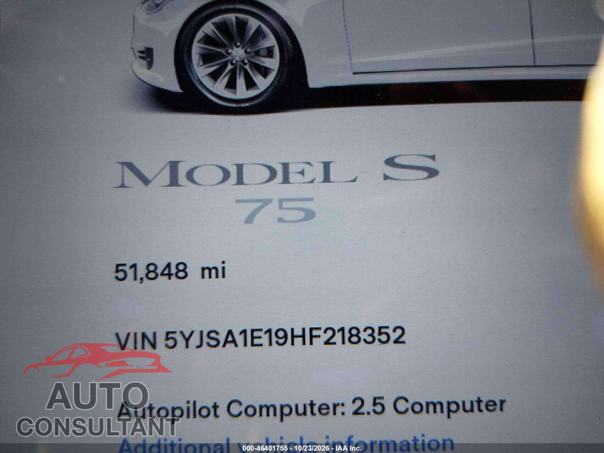 TESLA MODEL S 2017 - 5YJSA1E19HF218352