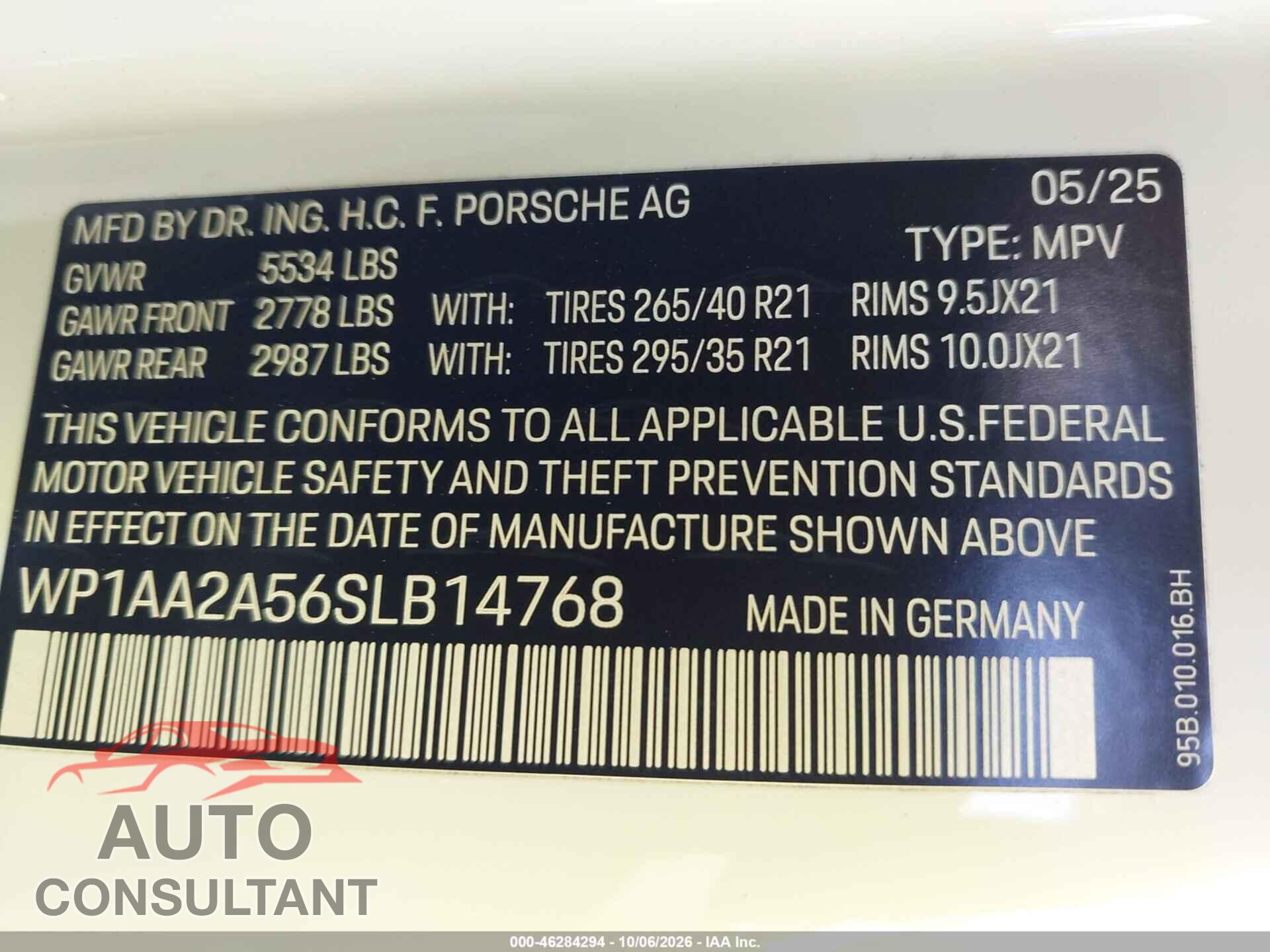 PORSCHE MACAN 2025 - WP1AA2A56SLB14768