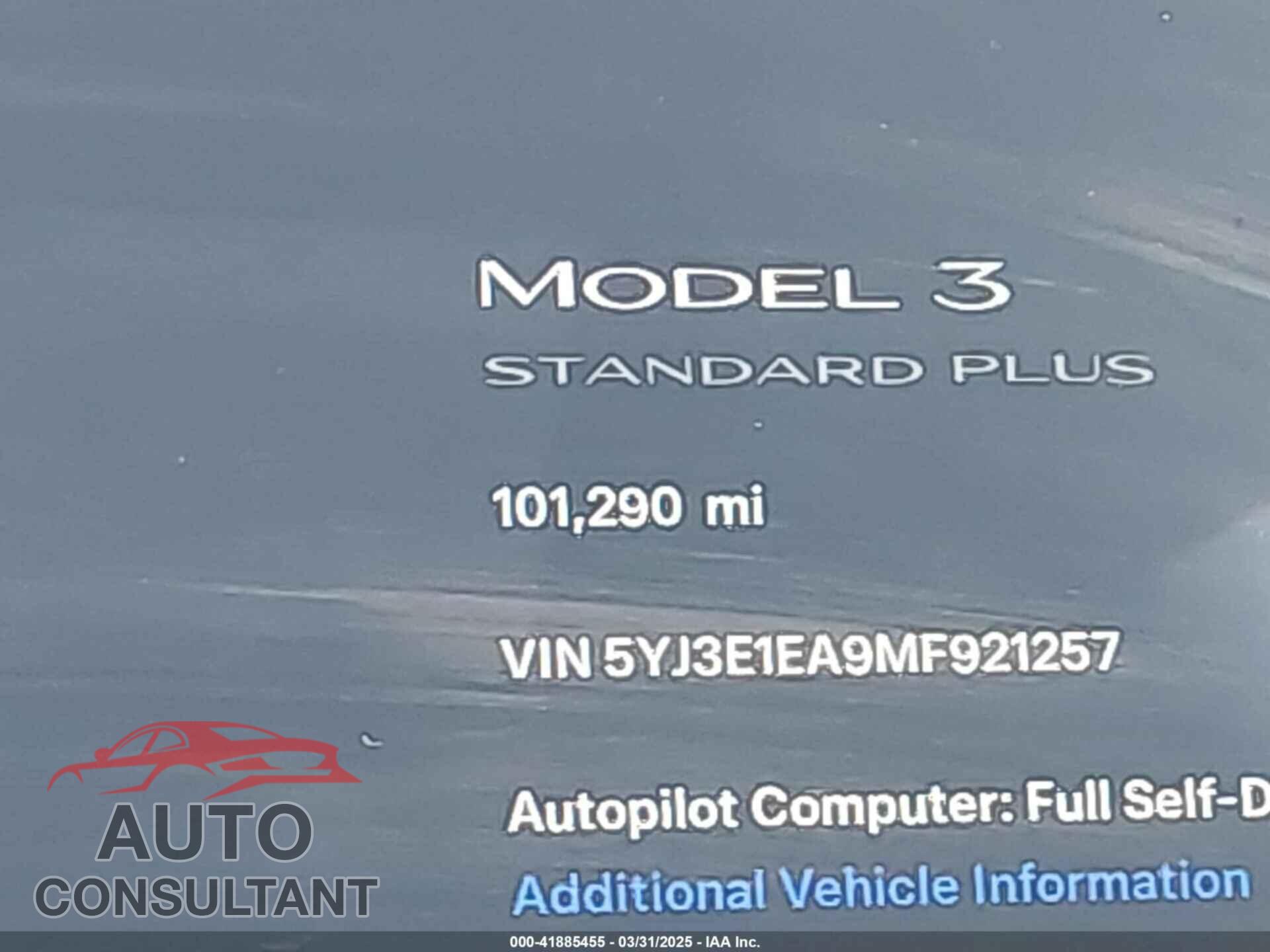 TESLA MODEL 3 2021 - 5YJ3E1EA9MF921257