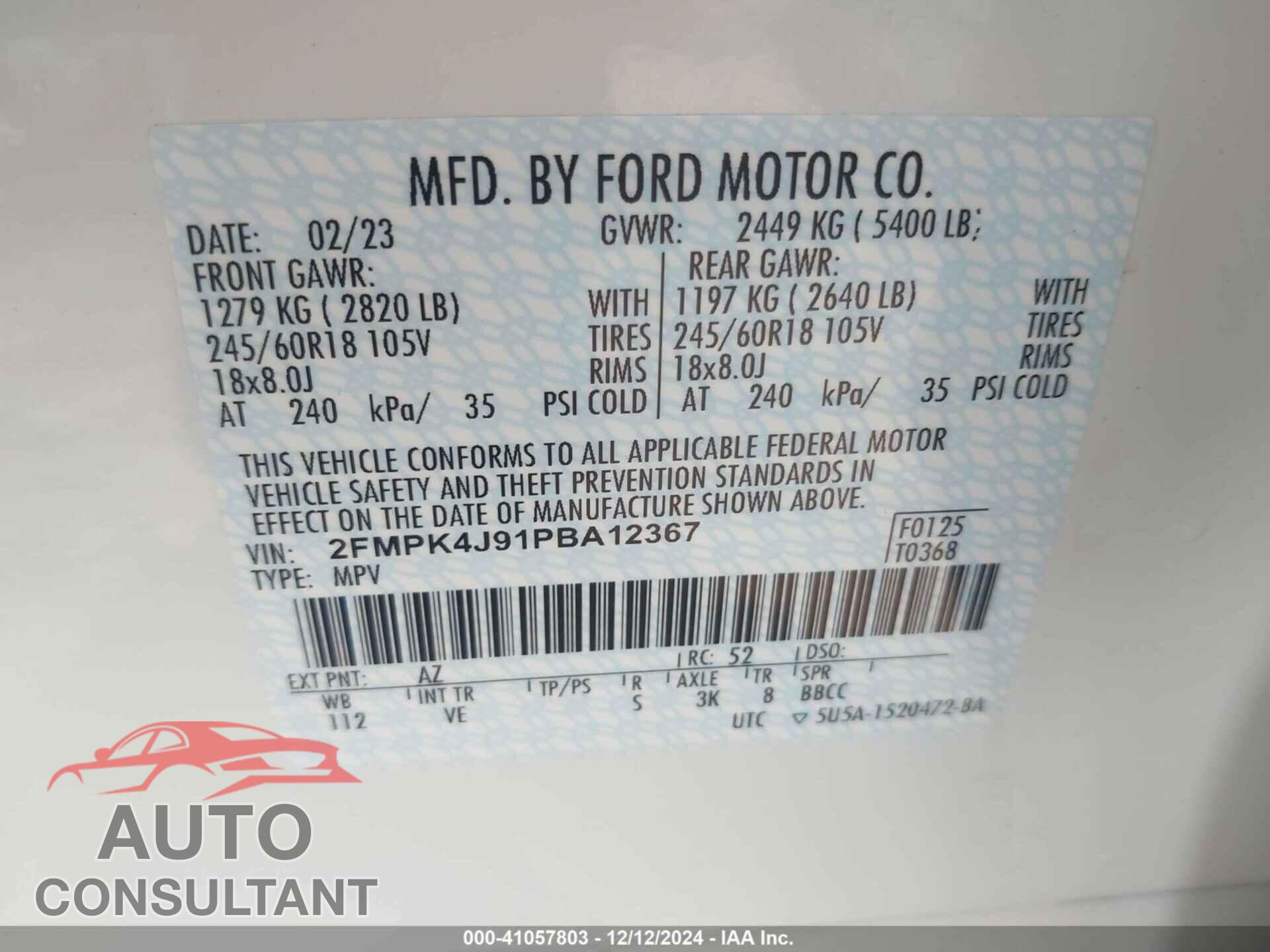 FORD EDGE 2023 - 2FMPK4J91PBA12367